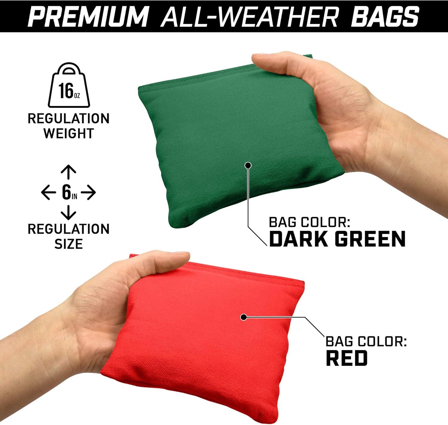 imageGoSports 4 ft x 2 ft Commercial Grade Cornhole Boards Set  Natural Wood Cornhole Boards Choose From Different Bean Bag Color CombinationsRed  Dark Green
