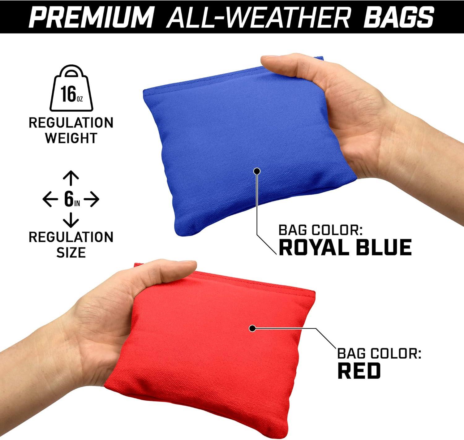 imageGoSports 4 ft x 2 ft Commercial Grade Cornhole Boards Set  Natural Wood Cornhole Boards Choose From Different Bean Bag Color CombinationsRed  Royal Blue