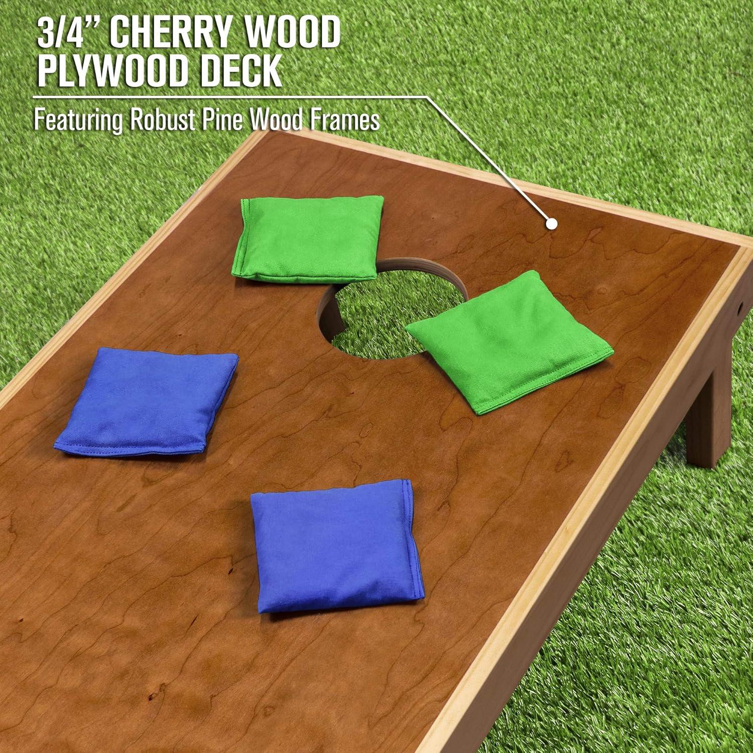 imageGoSports 4 ft x 2 ft Commercial Grade Cornhole Boards Set  Natural Wood Cornhole Boards Choose From Different Bean Bag Color CombinationsRoyal Blue  Bright Green