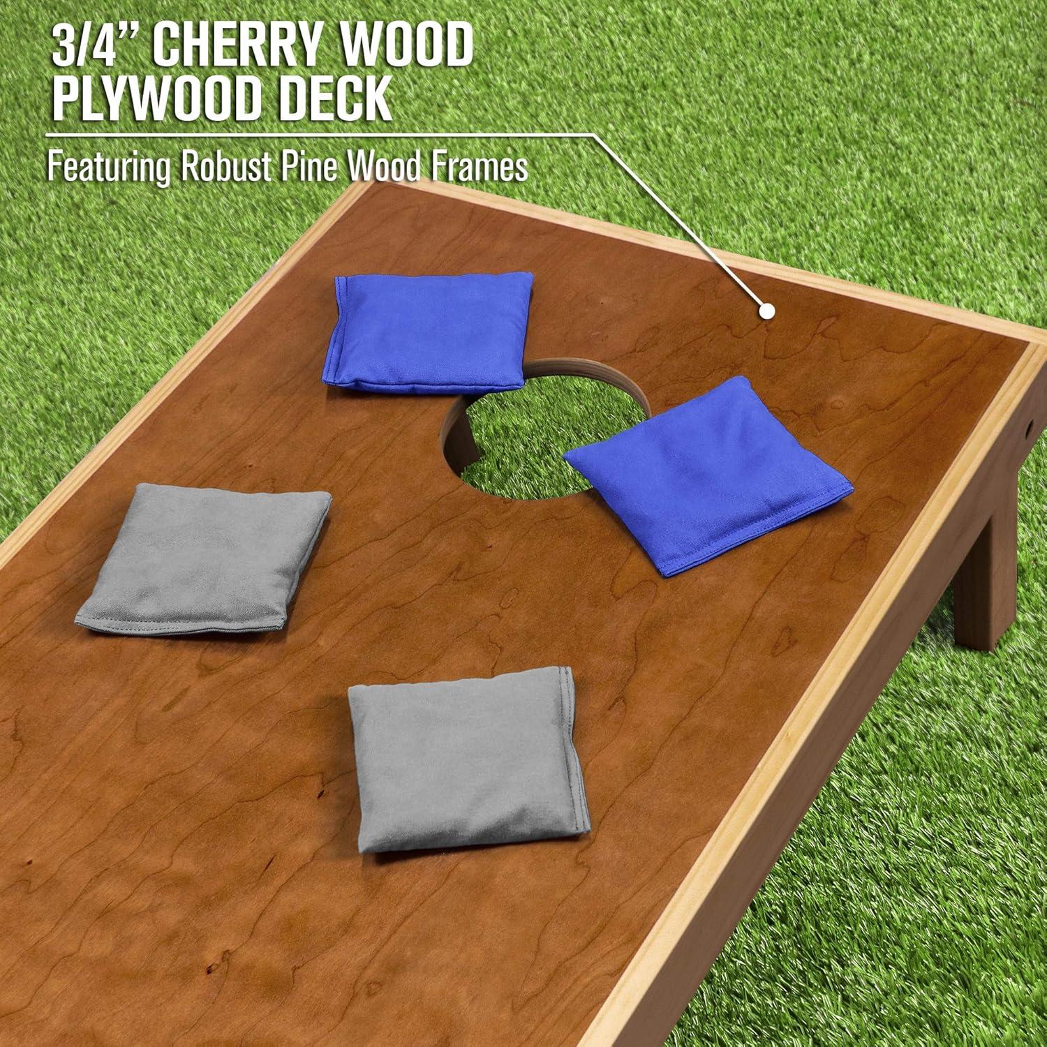 imageGoSports 4 ft x 2 ft Commercial Grade Cornhole Boards Set  Natural Wood Cornhole Boards Choose From Different Bean Bag Color CombinationsRoyal Blue  Gray