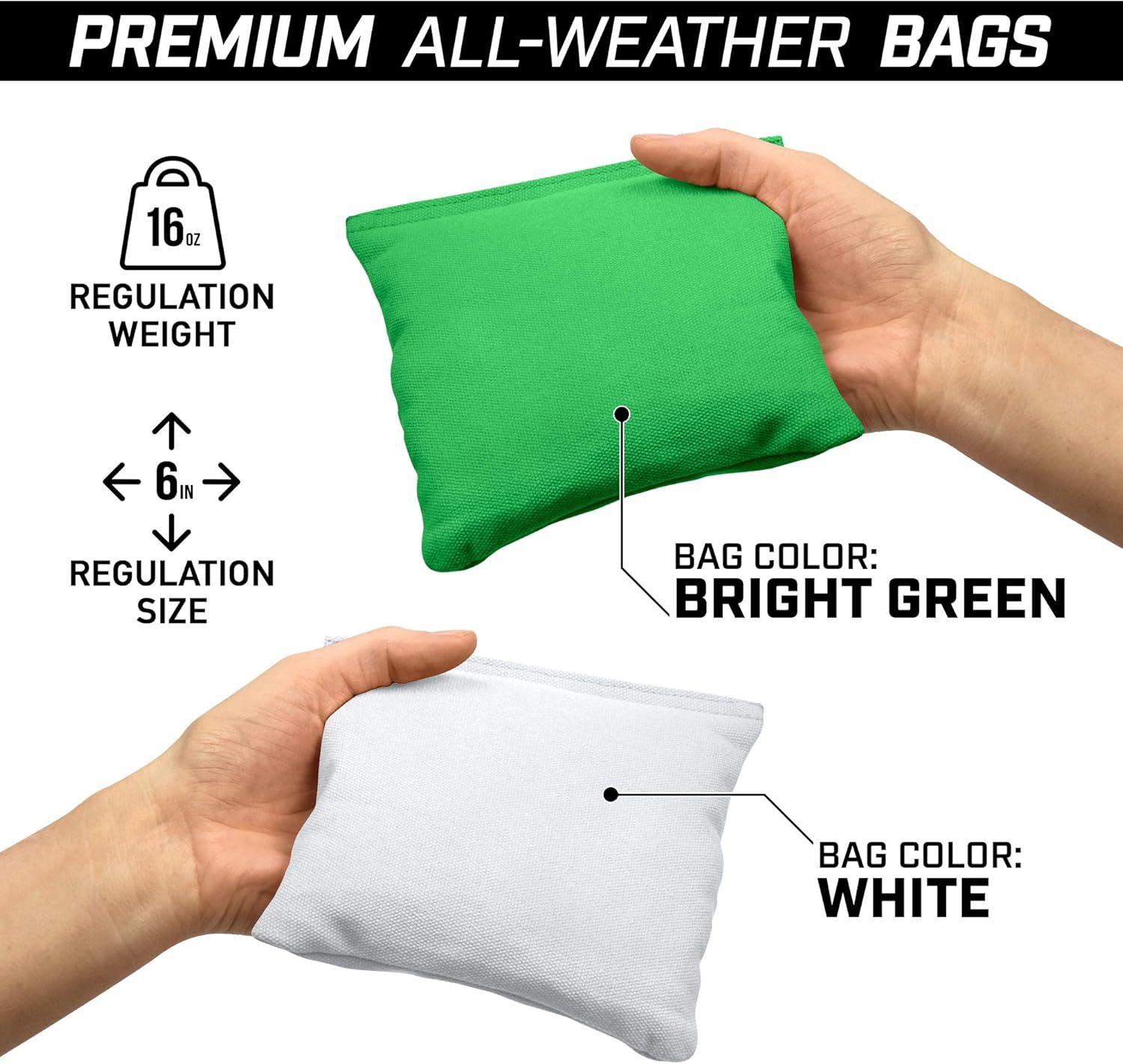imageGoSports 4 ft x 2 ft Commercial Grade Cornhole Boards Set  Natural Wood Cornhole Boards Choose From Different Bean Bag Color CombinationsWhite  Bright Green