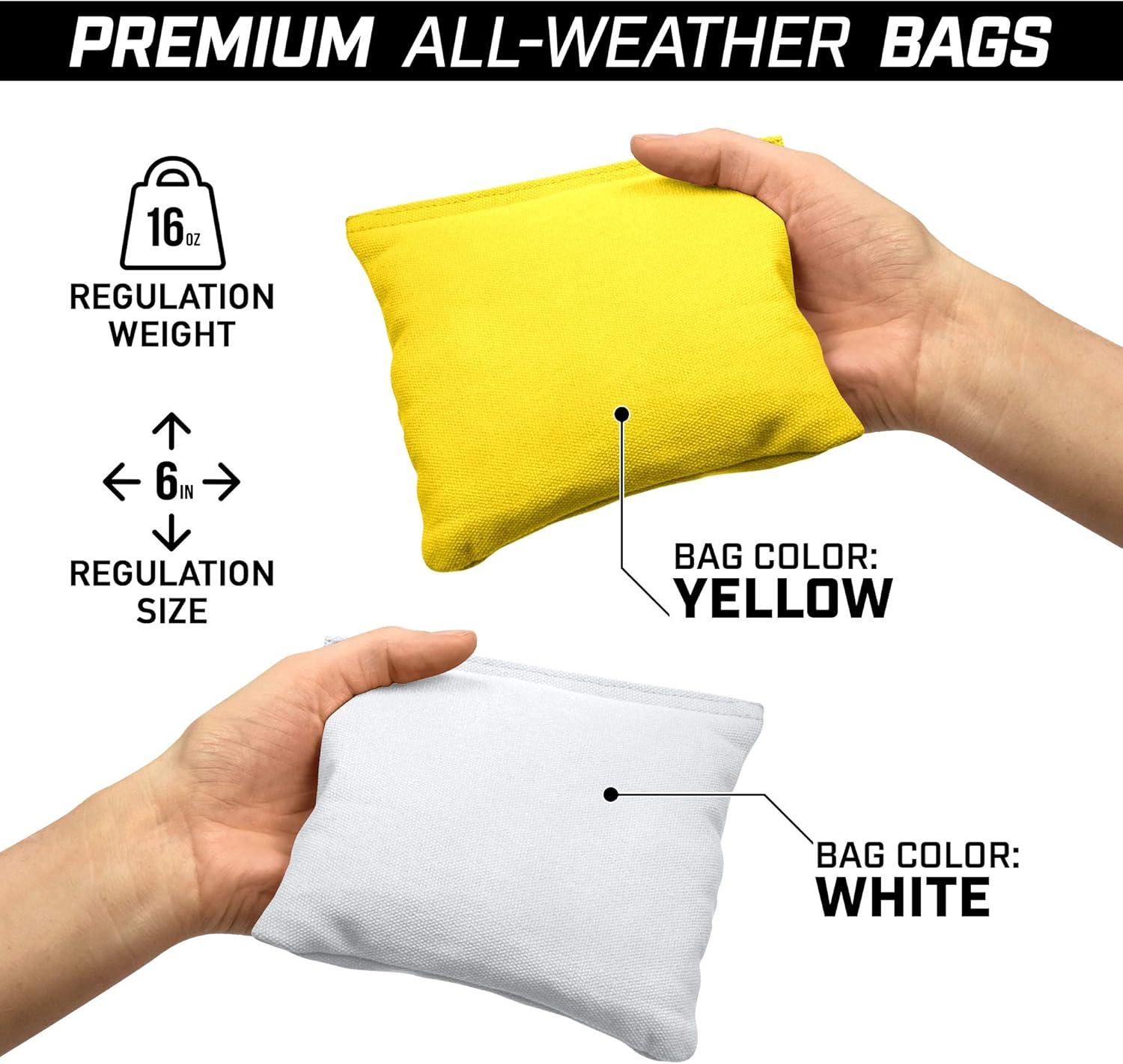 imageGoSports 4 ft x 2 ft Commercial Grade Cornhole Boards Set  Natural Wood Cornhole Boards Choose From Different Bean Bag Color CombinationsWhite  Yellow