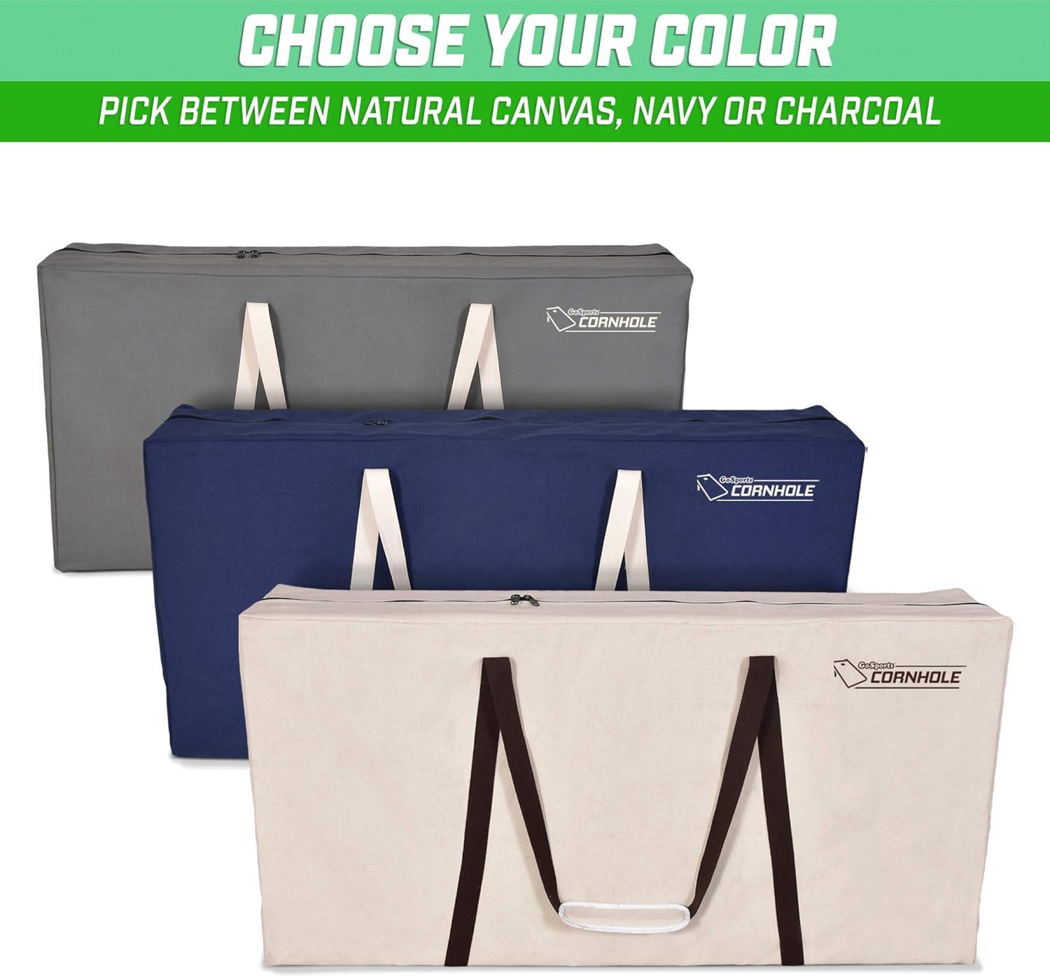 imageGoSports 4 x 2 ft Canvas Cornhole Carrying Case Choose Navy Blue Gray or Natural PRO GradeGray