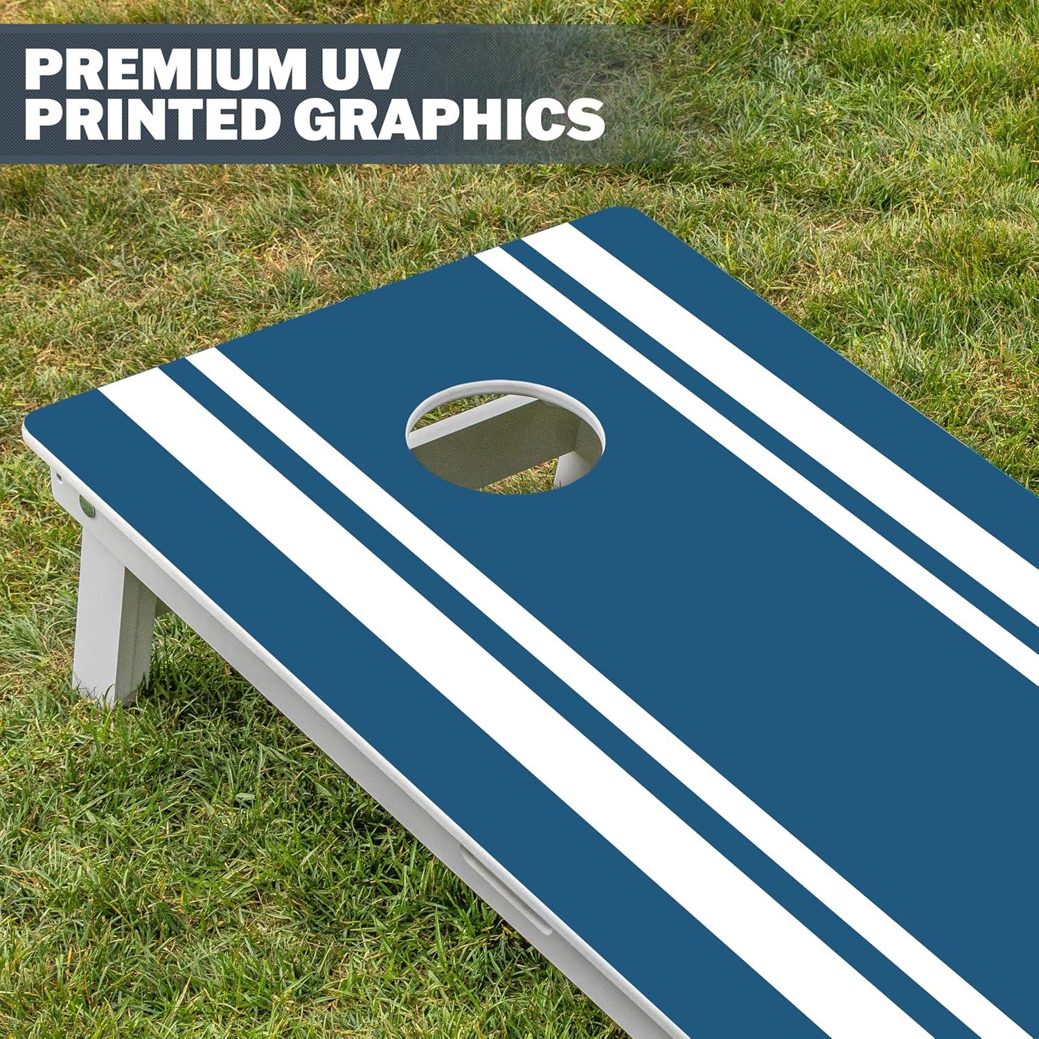 imageGoSports 4 x 2 ft Resort Collection All Weather Cornhole Boards  Choose Rustic Beach White DIY Blue Stripe Palms  Regulation Size SetBlue Stripe