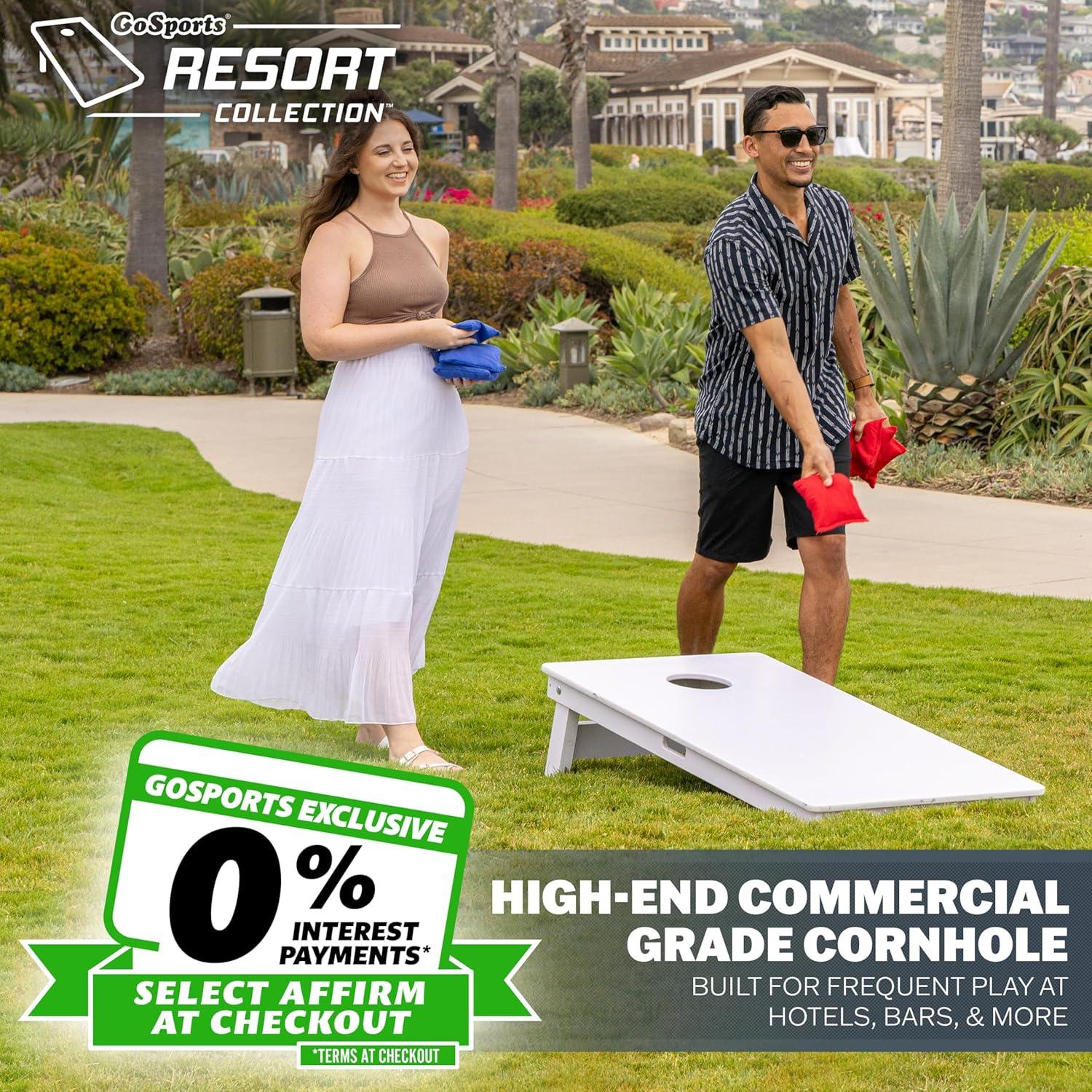 imageGoSports 4 x 2 ft Resort Collection All Weather Cornhole Boards  Choose Rustic Beach White DIY Blue Stripe Palms  Regulation Size SetWhite DIY