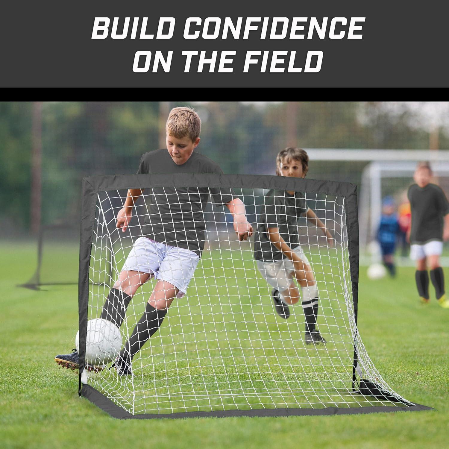 imageGoSports 4 x 3 ft Portable Soccer Goals for Kids  13 Colors  Set of 2 Team Tone Pop Up Nets for BackyardBlack