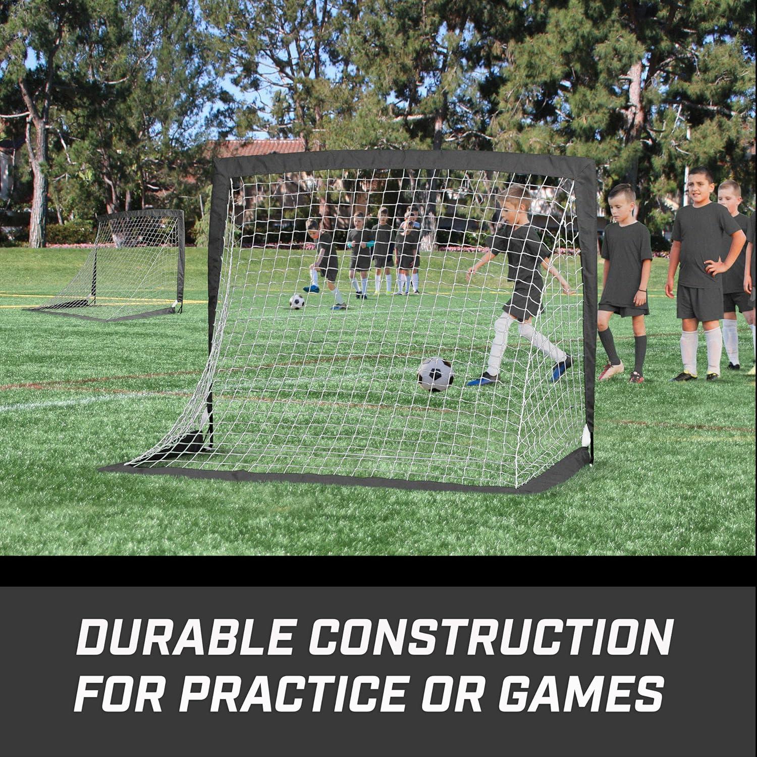 imageGoSports 4 x 3 ft Portable Soccer Goals for Kids  13 Colors  Set of 2 Team Tone Pop Up Nets for BackyardBlack