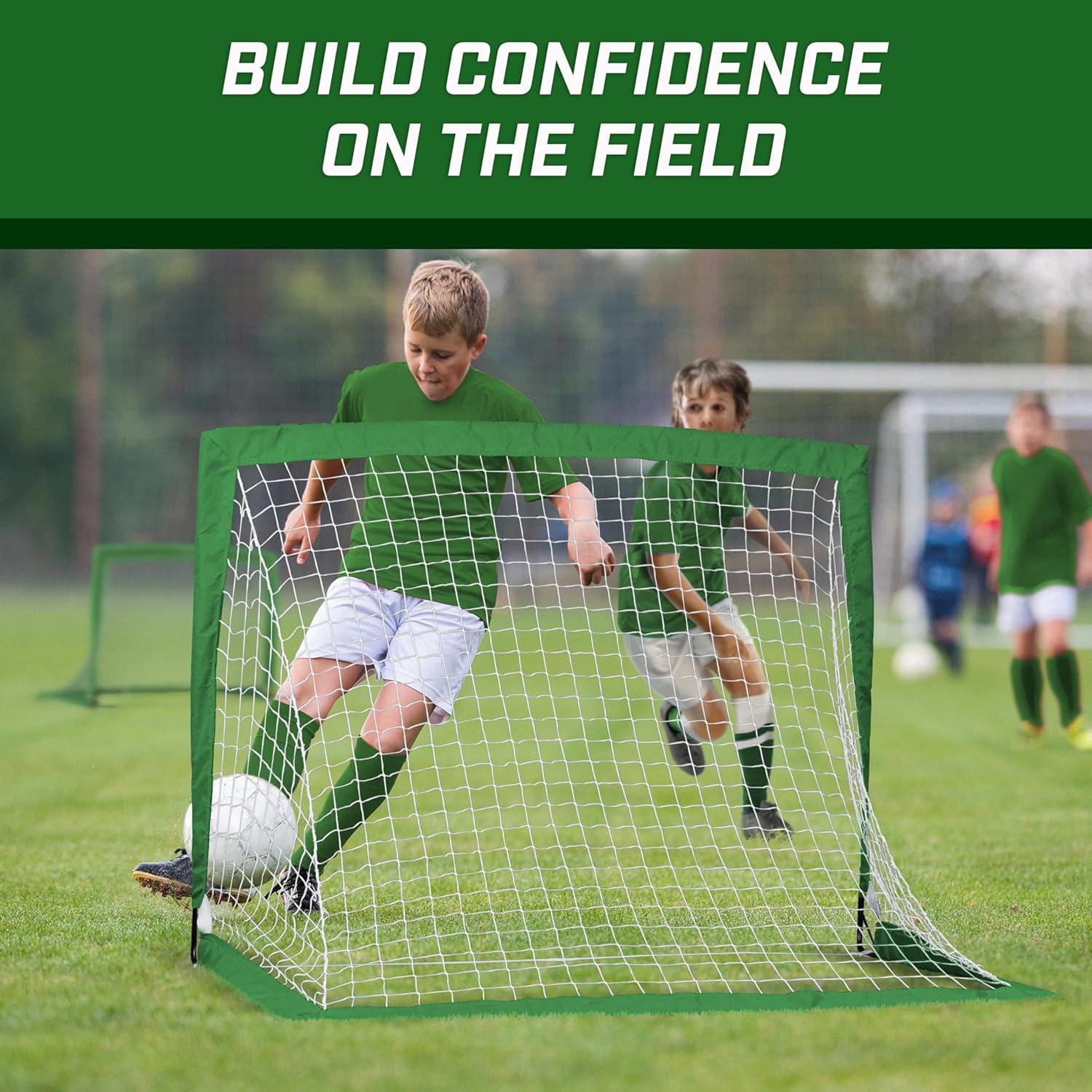 imageGoSports 4 x 3 ft Portable Soccer Goals for Kids  13 Colors  Set of 2 Team Tone Pop Up Nets for BackyardDark Green