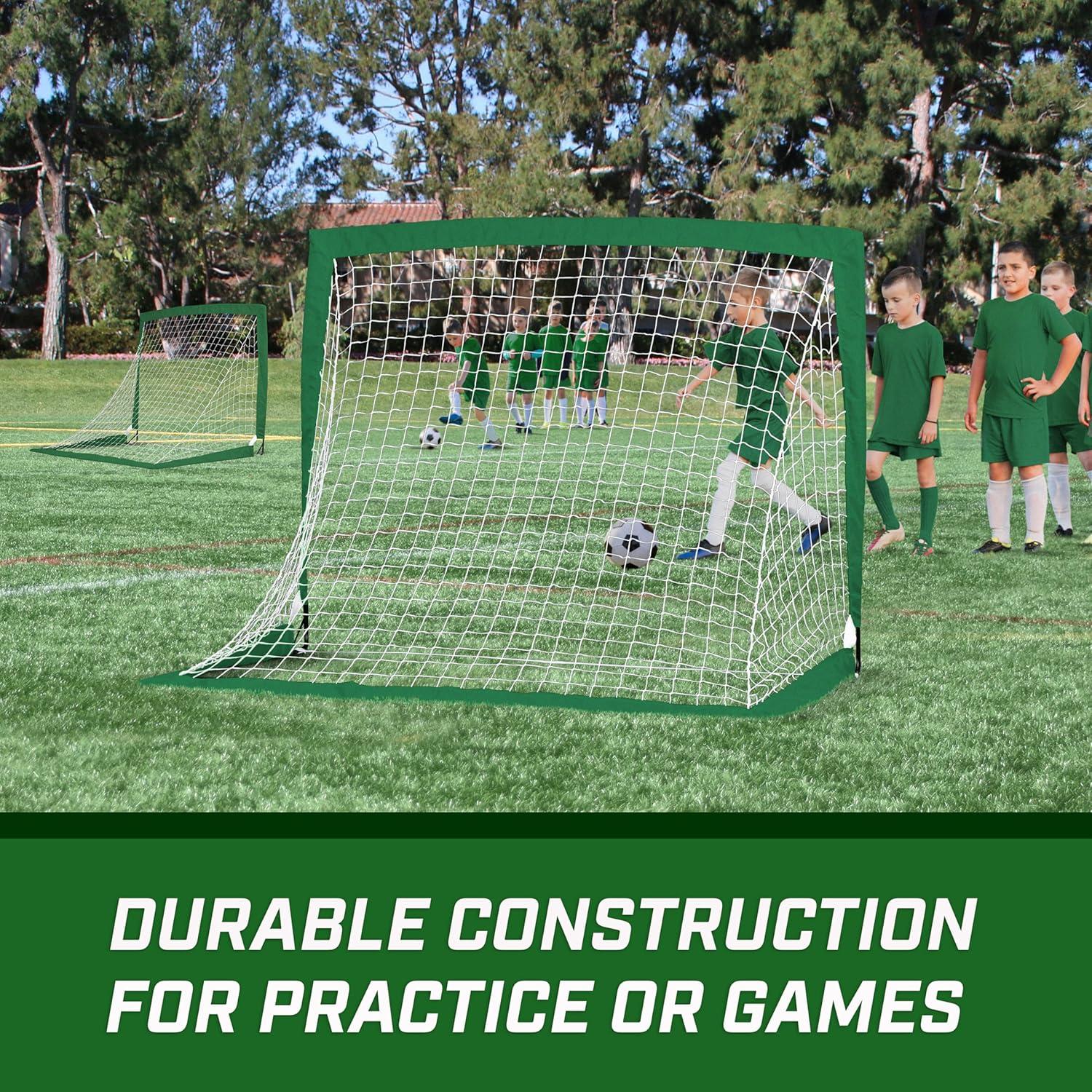 imageGoSports 4 x 3 ft Portable Soccer Goals for Kids  13 Colors  Set of 2 Team Tone Pop Up Nets for BackyardDark Green