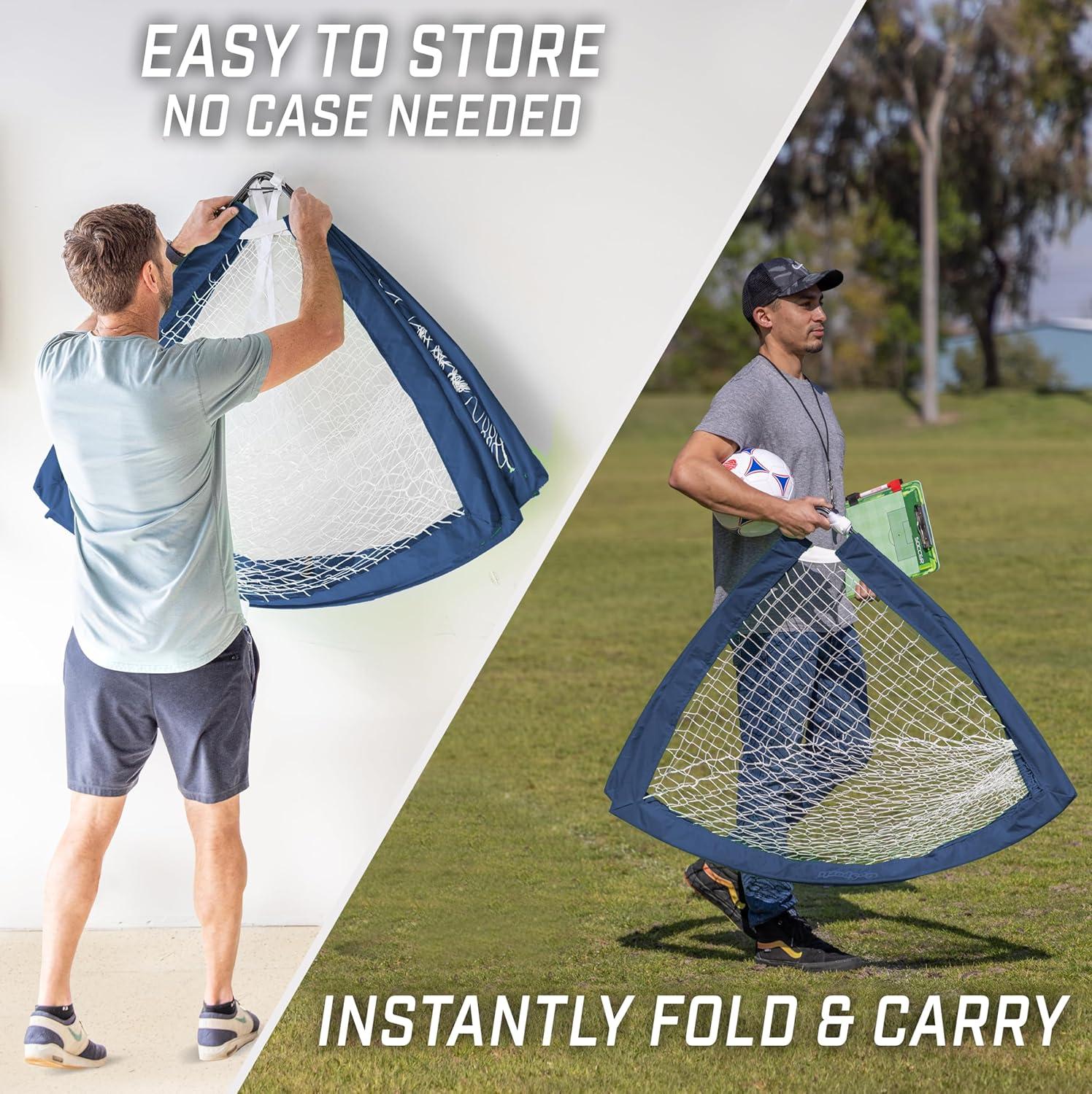 imageGoSports 4 x 3 ft Portable Soccer Goals for Kids  13 Colors  Set of 2 Team Tone Pop Up Nets for BackyardNavy