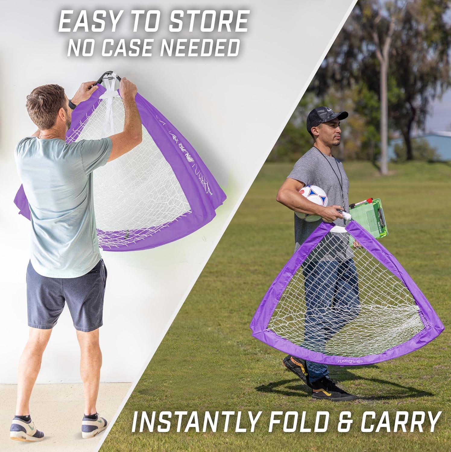 imageGoSports 4 x 3 ft Portable Soccer Goals for Kids  13 Colors  Set of 2 Team Tone Pop Up Nets for BackyardPurple