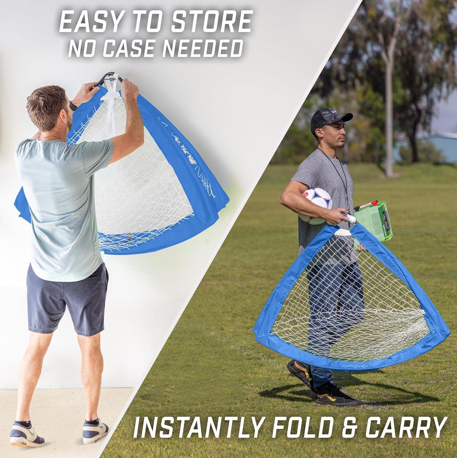 imageGoSports 4 x 3 ft Portable Soccer Goals for Kids  13 Colors  Set of 2 Team Tone Pop Up Nets for BackyardRoyal Blue