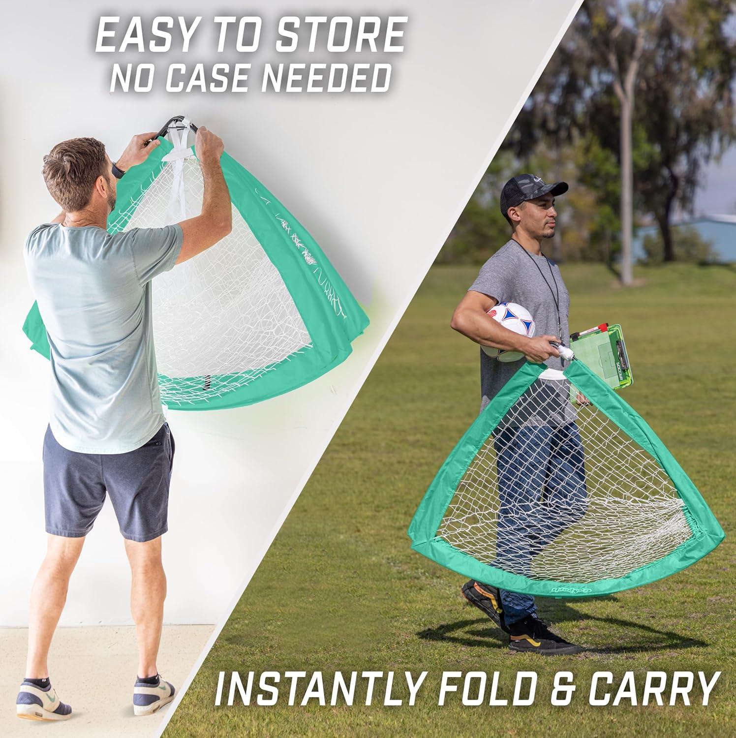 imageGoSports 4 x 3 ft Portable Soccer Goals for Kids  13 Colors  Set of 2 Team Tone Pop Up Nets for BackyardTurquoise