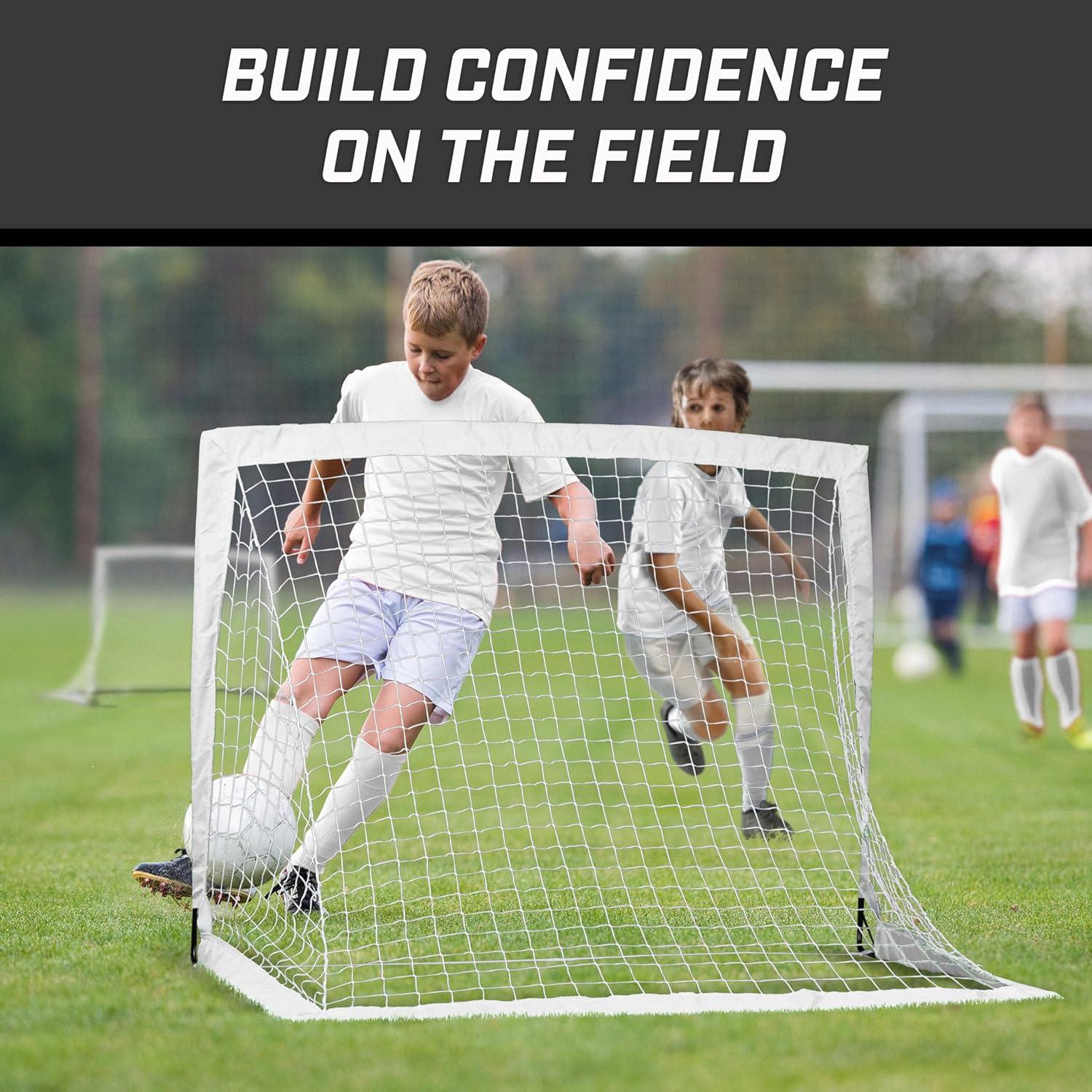 imageGoSports 4 x 3 ft Portable Soccer Goals for Kids  13 Colors  Set of 2 Team Tone Pop Up Nets for BackyardWhite