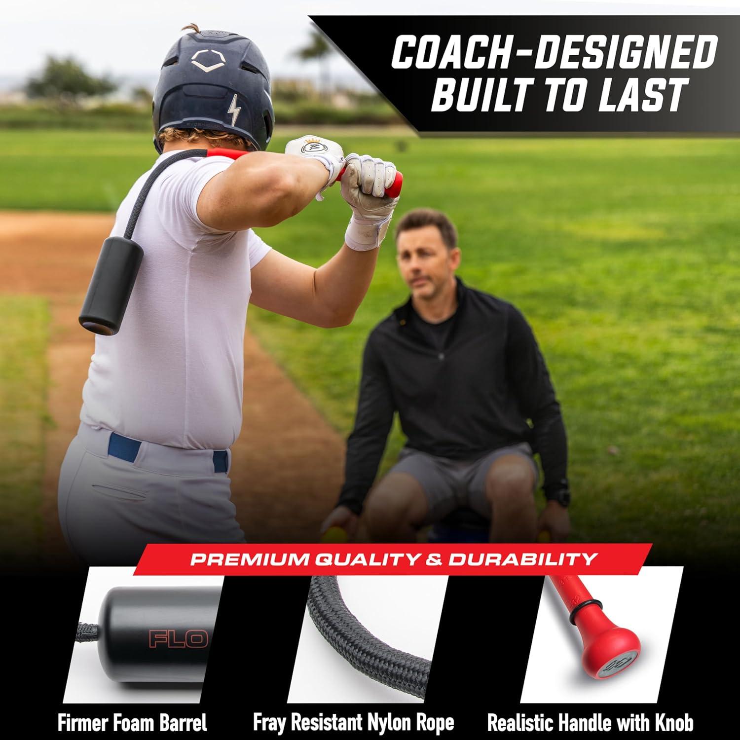 imageGoSports Baseball ampamp Softball Rope Swing Trainer Hitting System Training Equipment Includes FLO BAT with 12 Foam Baseballs ampamp Tote Bag