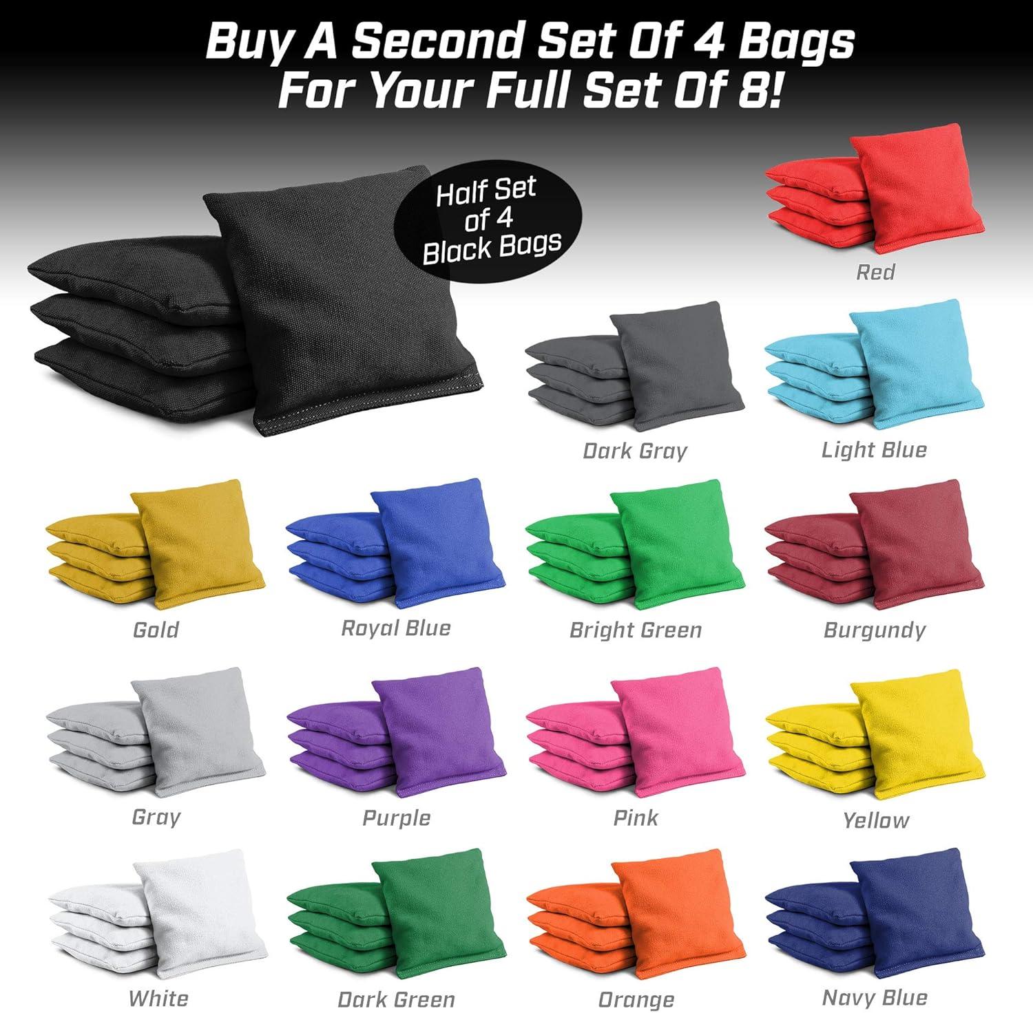 imageGoSports Cornhole Bean Bags Set of 416 Colors Available Regulation All Weather Mix and MatchBlack
