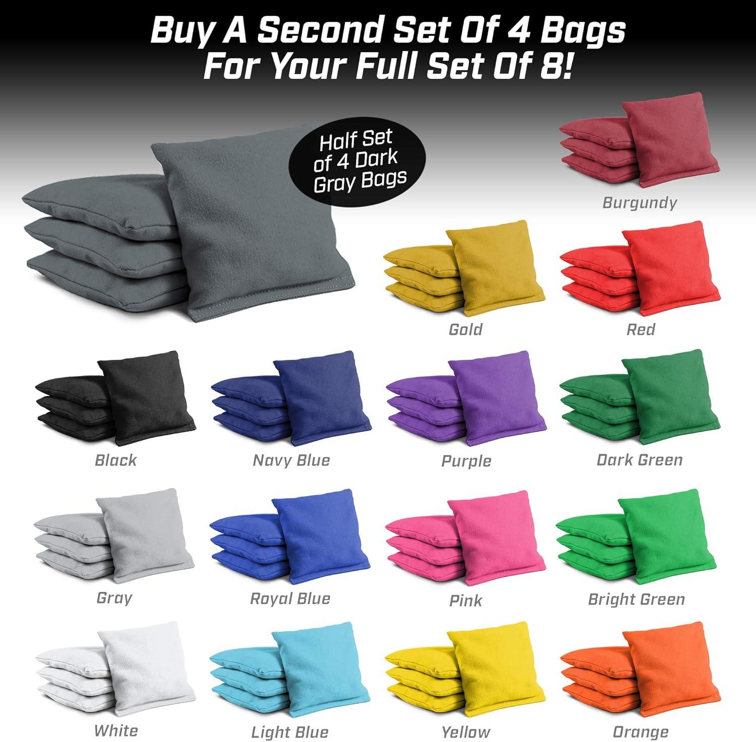 imageGoSports Cornhole Bean Bags Set of 416 Colors Available Regulation All Weather Mix and MatchDark Gray