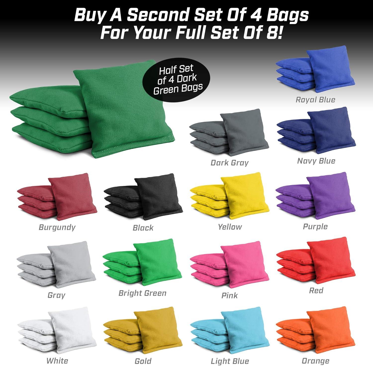 imageGoSports Cornhole Bean Bags Set of 416 Colors Available Regulation All Weather Mix and MatchDark Green
