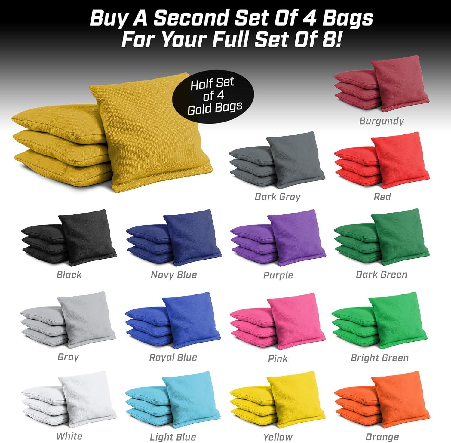 imageGoSports Cornhole Bean Bags Set of 416 Colors Available Regulation All Weather Mix and MatchGold