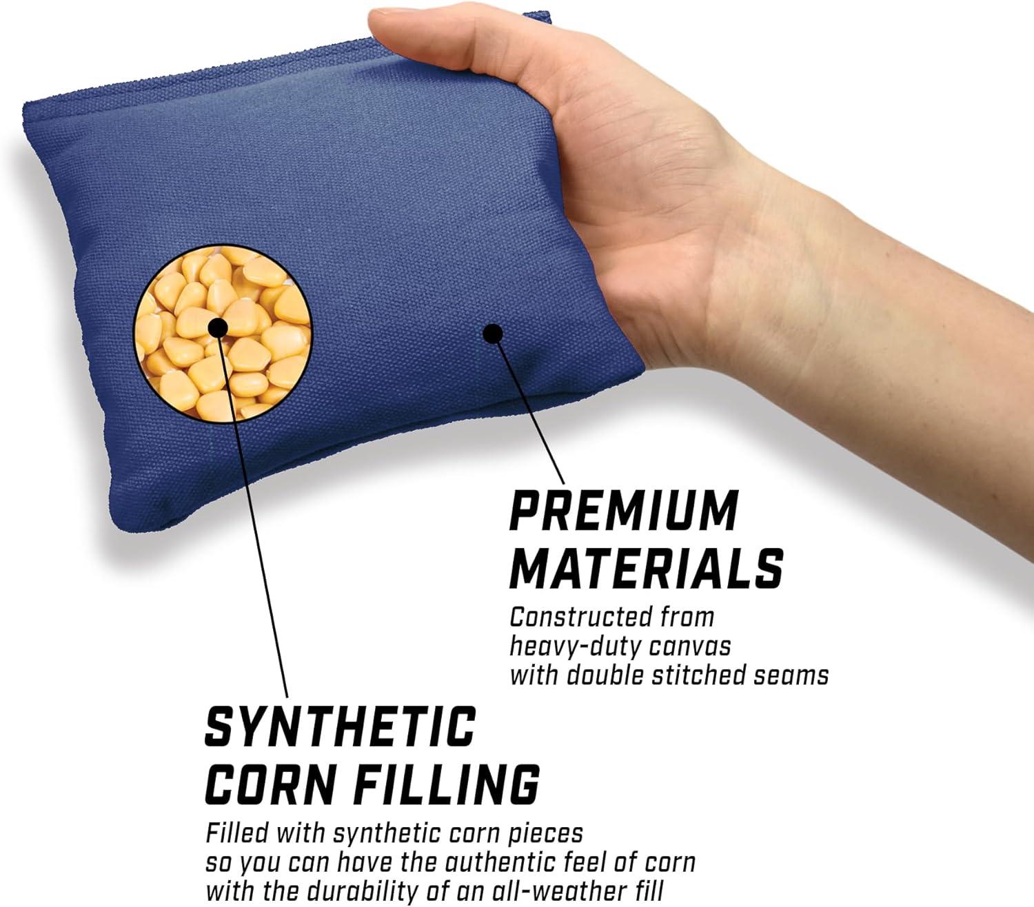 imageGoSports Cornhole Bean Bags Set of 416 Colors Available Regulation All Weather Mix and MatchNavy Blue