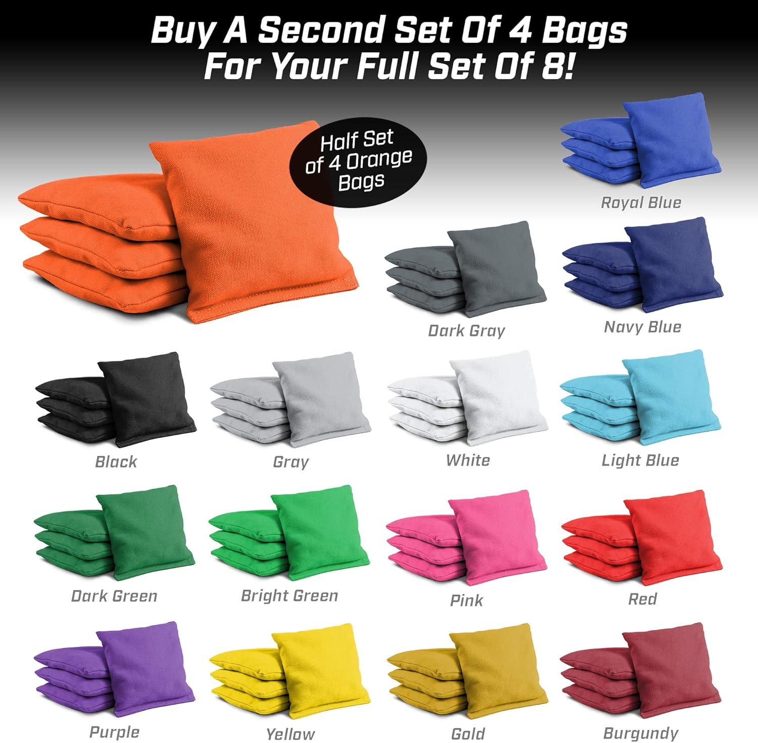 imageGoSports Cornhole Bean Bags Set of 416 Colors Available Regulation All Weather Mix and MatchOrange