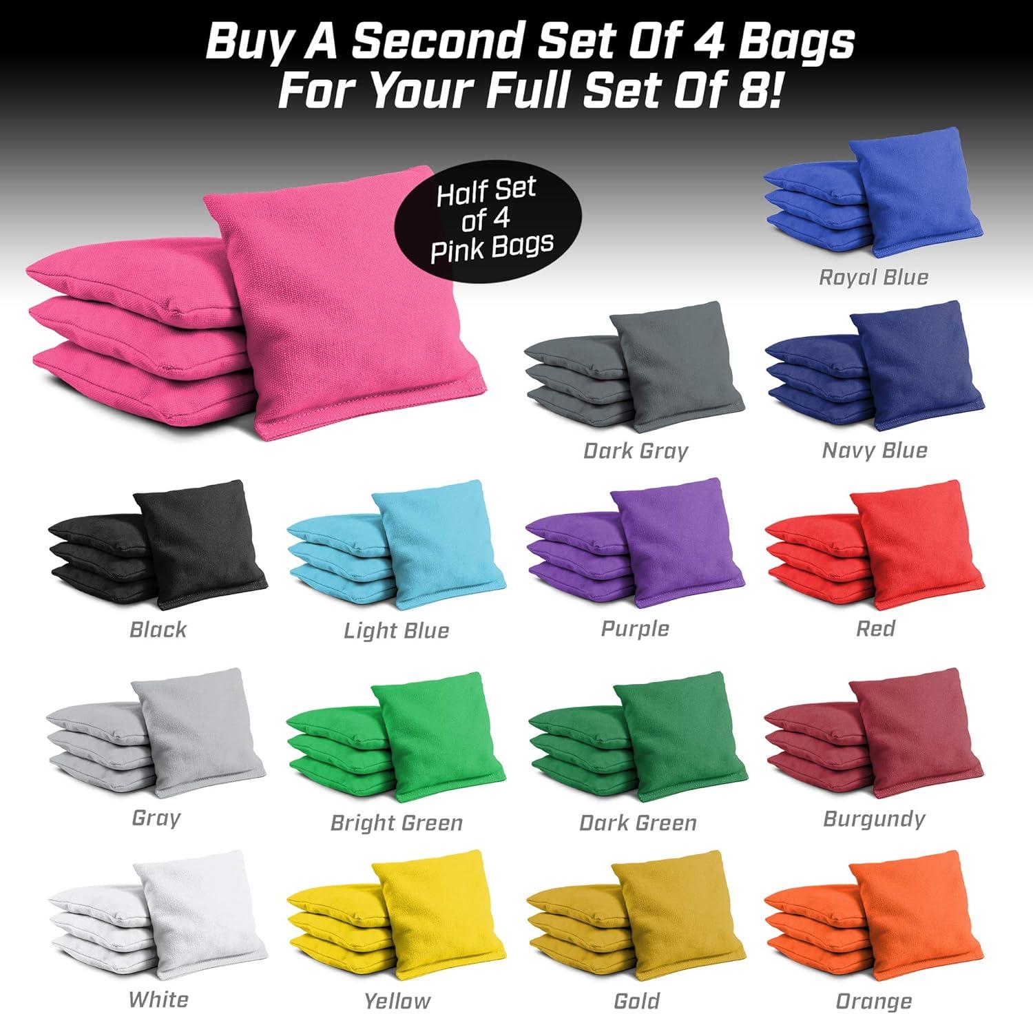 imageGoSports Cornhole Bean Bags Set of 416 Colors Available Regulation All Weather Mix and MatchPink