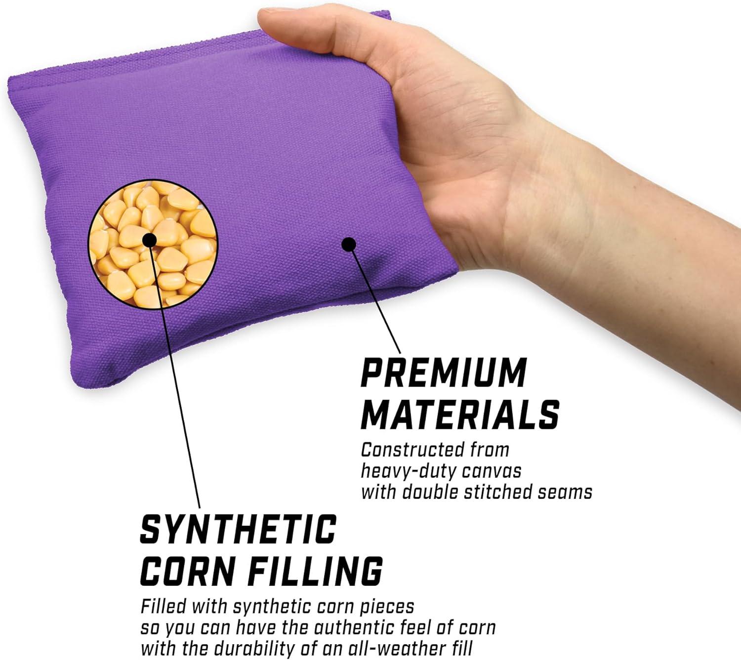 imageGoSports Cornhole Bean Bags Set of 416 Colors Available Regulation All Weather Mix and MatchPurple