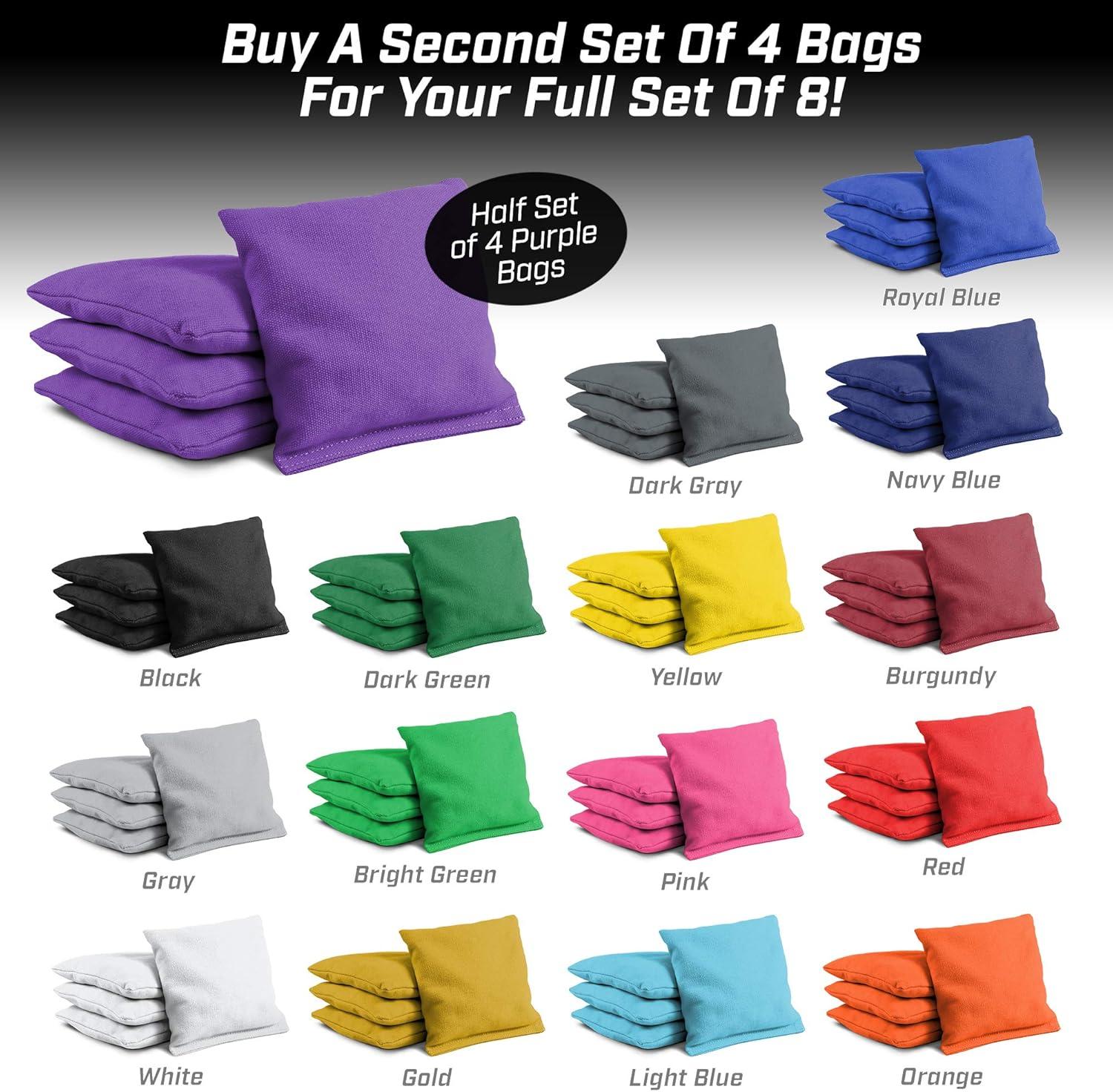 imageGoSports Cornhole Bean Bags Set of 416 Colors Available Regulation All Weather Mix and MatchPurple