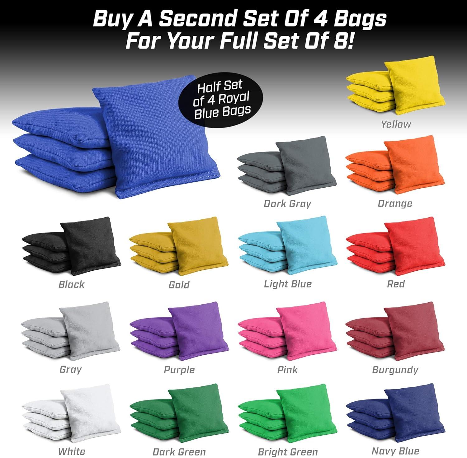 imageGoSports Cornhole Bean Bags Set of 416 Colors Available Regulation All Weather Mix and MatchRoyal Blue