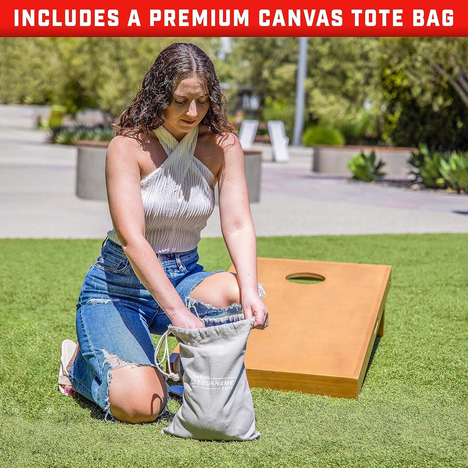 imageGoSports Dual Sided Cornhole Bean Bags Slide and Stop Regulation Tournament Bean Bags Set of 8Red and Blue