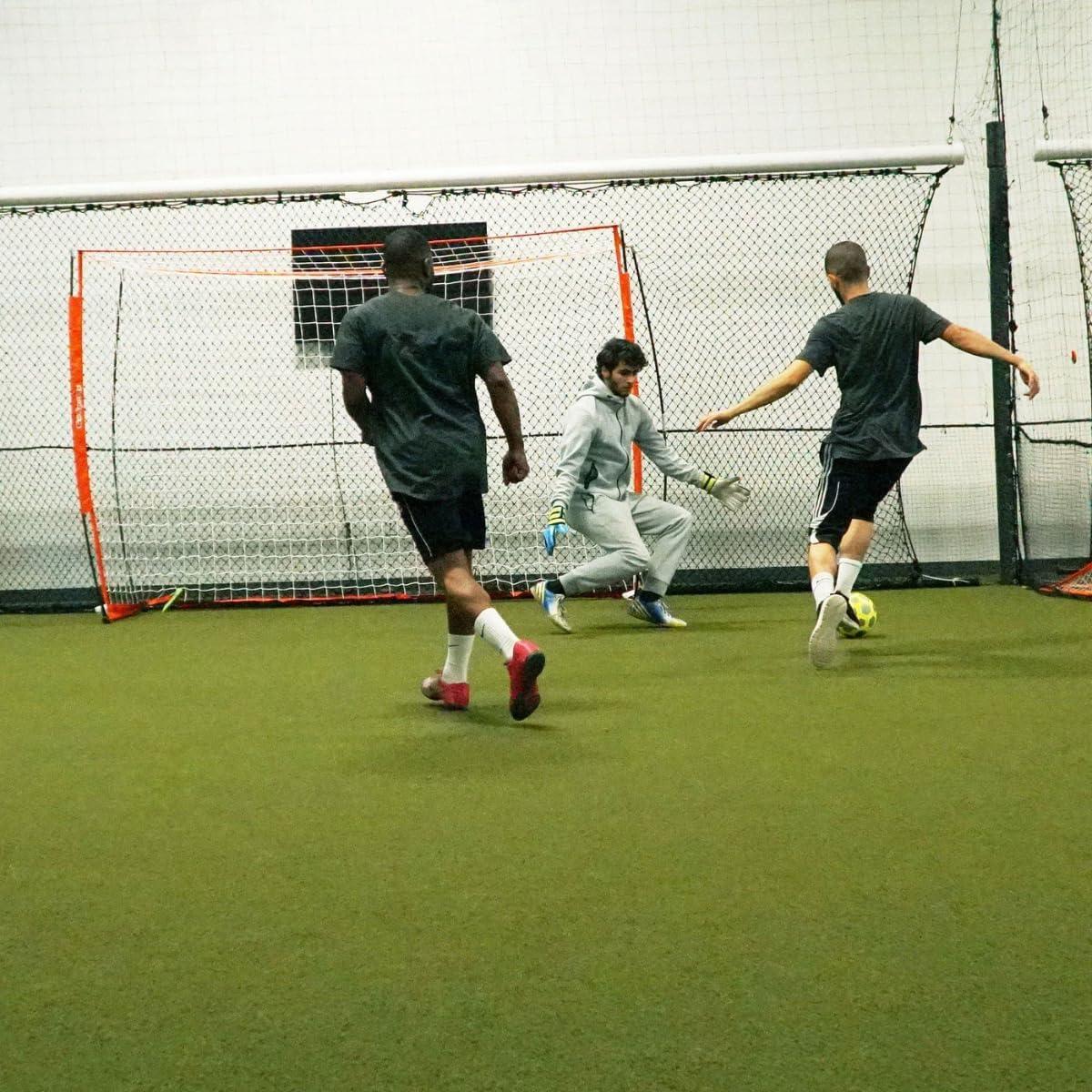 imageGoSports ELITE Futsal Soccer Goal  3 M x 2 M Size Foldable Bow Type Frame and Net  Play ampamp Train Like The Pros Includes Carry Bag and Agility Cones
