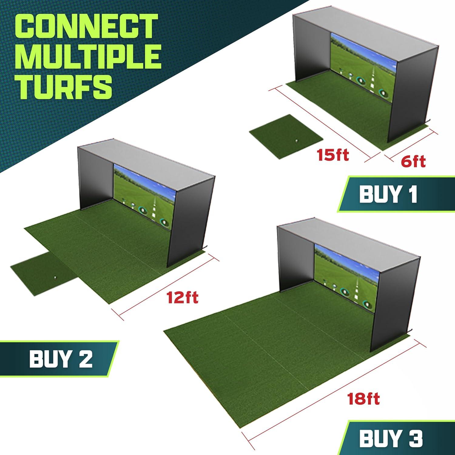imageGoSports Golf Simulator Turf 15 mm Elite Golf Mat for Indoor Home Setups 10 12 or 15 ftGreen