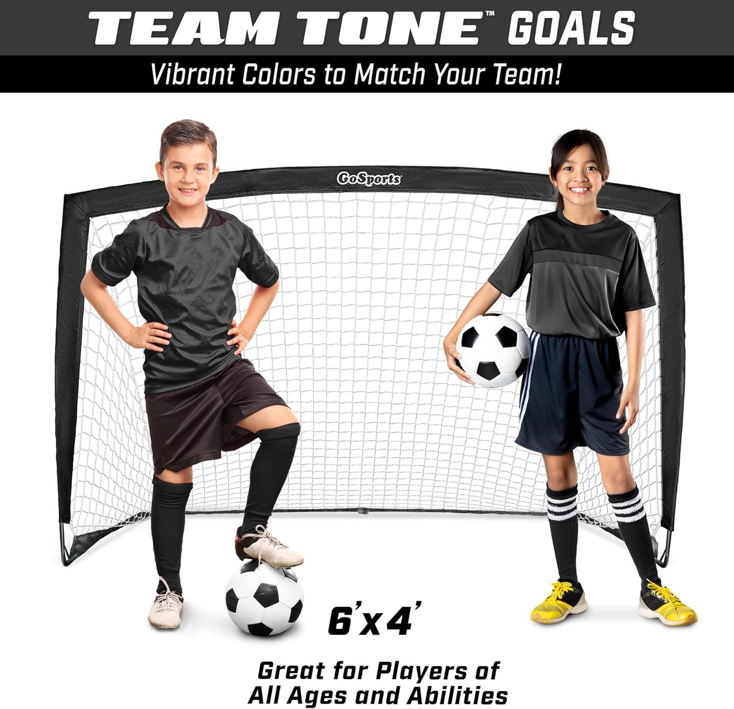 imageGoSports Portable Soccer Goals for Kids  13 Color Options  Choose 4 x 3 ft or 6 x 4 ft  Team Tone Pop Up Nets for BackyardBlack