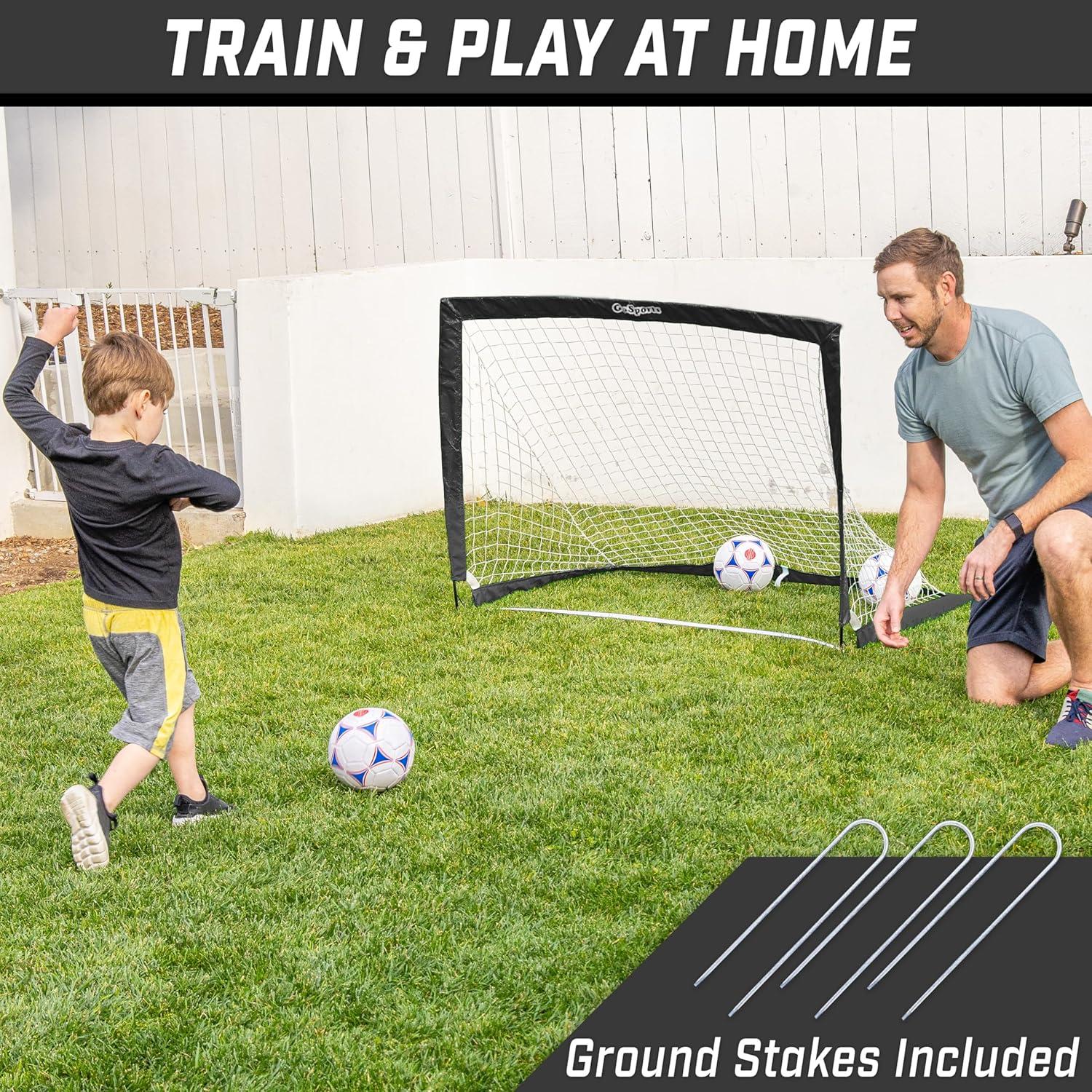 imageGoSports Portable Soccer Goals for Kids  13 Color Options  Choose 4 x 3 ft or 6 x 4 ft  Team Tone Pop Up Nets for BackyardBlack