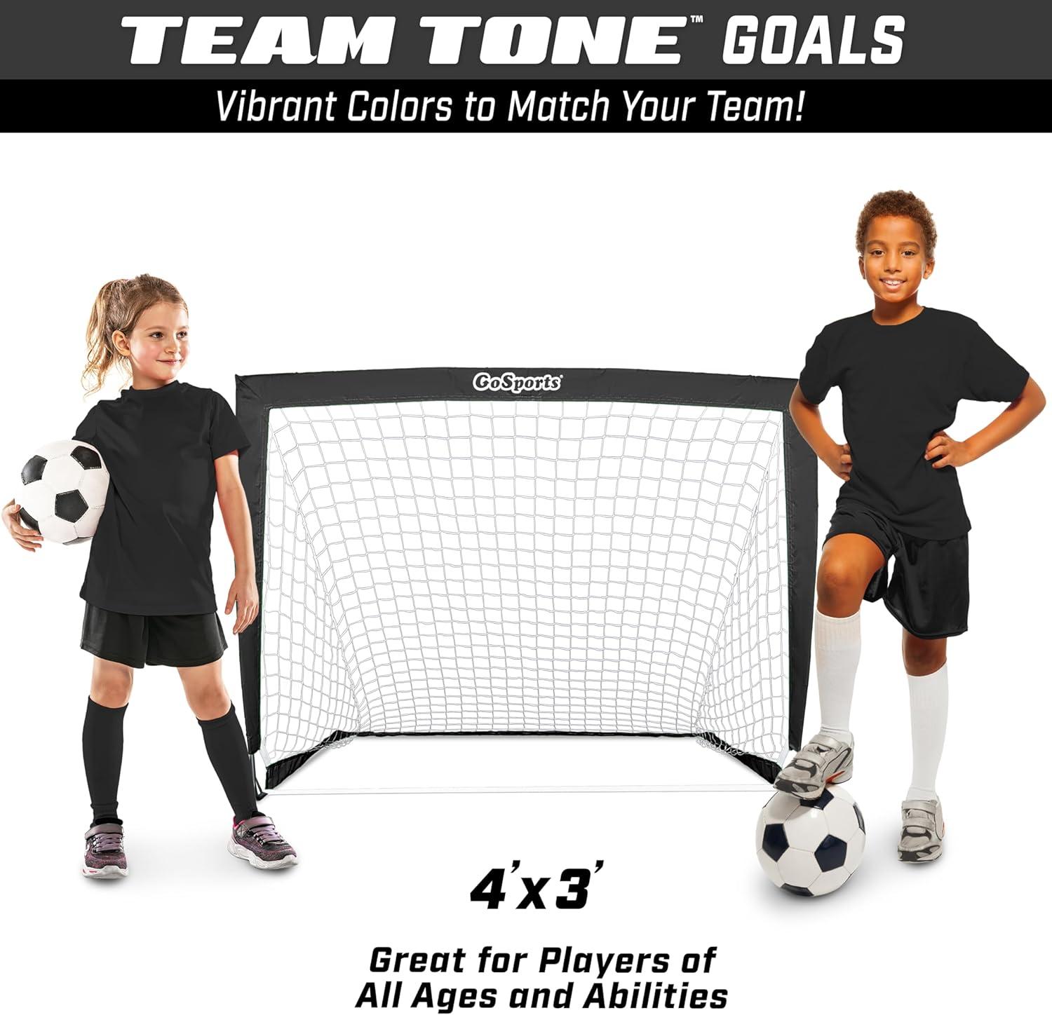 imageGoSports Portable Soccer Goals for Kids  13 Color Options  Choose 4 x 3 ft or 6 x 4 ft  Team Tone Pop Up Nets for BackyardBlack