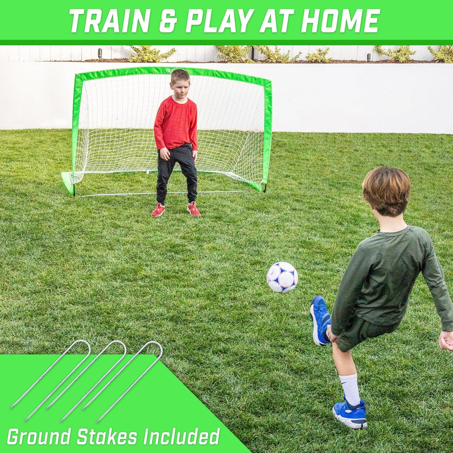 imageGoSports Portable Soccer Goals for Kids  13 Color Options  Choose 4 x 3 ft or 6 x 4 ft  Team Tone Pop Up Nets for BackyardBright Green