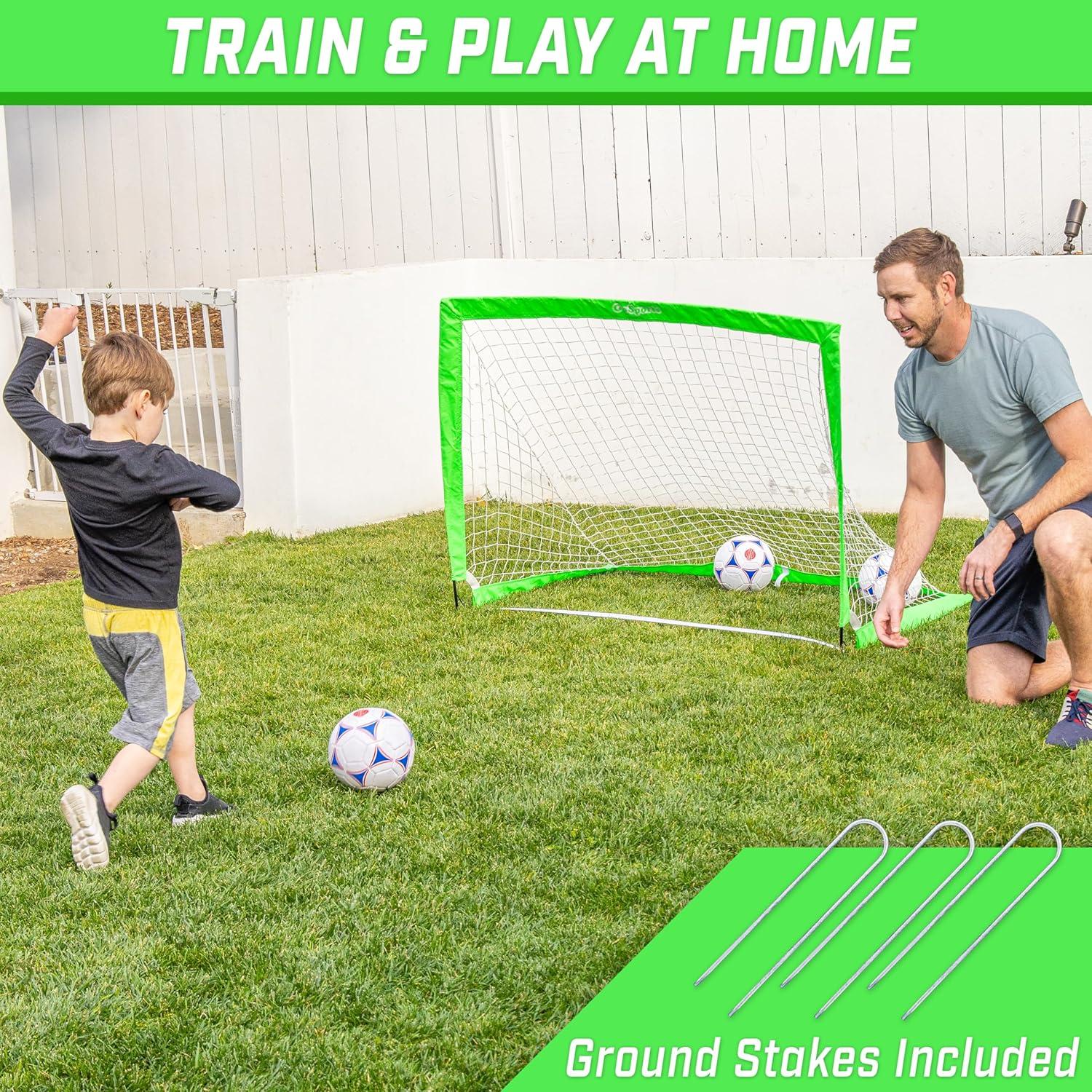 imageGoSports Portable Soccer Goals for Kids  13 Color Options  Choose 4 x 3 ft or 6 x 4 ft  Team Tone Pop Up Nets for BackyardBright Green