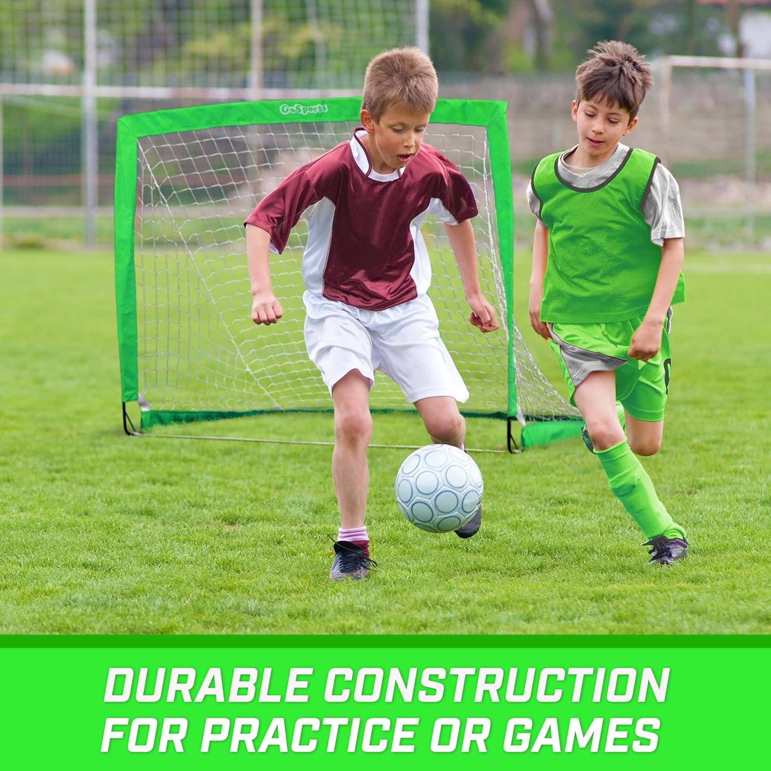 imageGoSports Portable Soccer Goals for Kids  13 Color Options  Choose 4 x 3 ft or 6 x 4 ft  Team Tone Pop Up Nets for BackyardBright Green