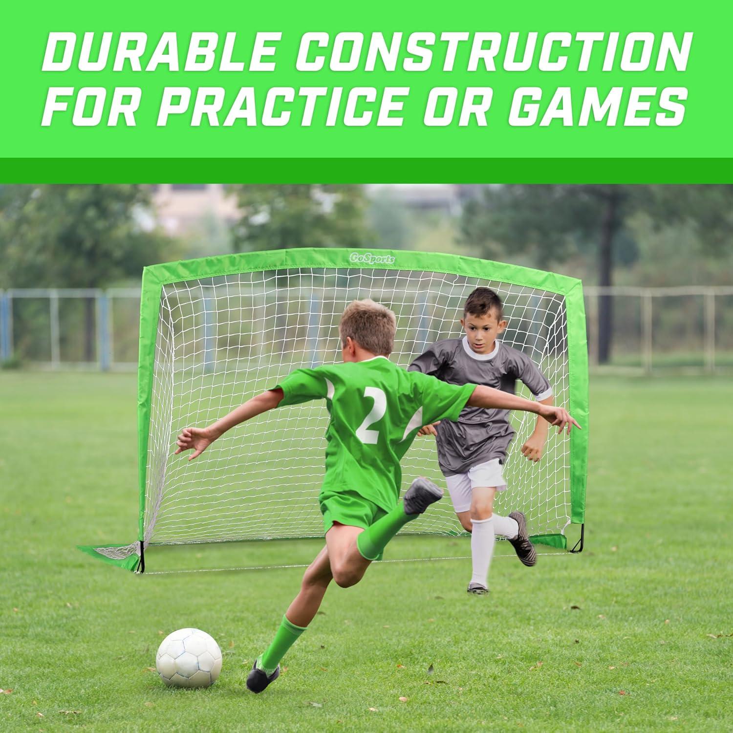 imageGoSports Portable Soccer Goals for Kids  13 Color Options  Choose 4 x 3 ft or 6 x 4 ft  Team Tone Pop Up Nets for BackyardBright Green