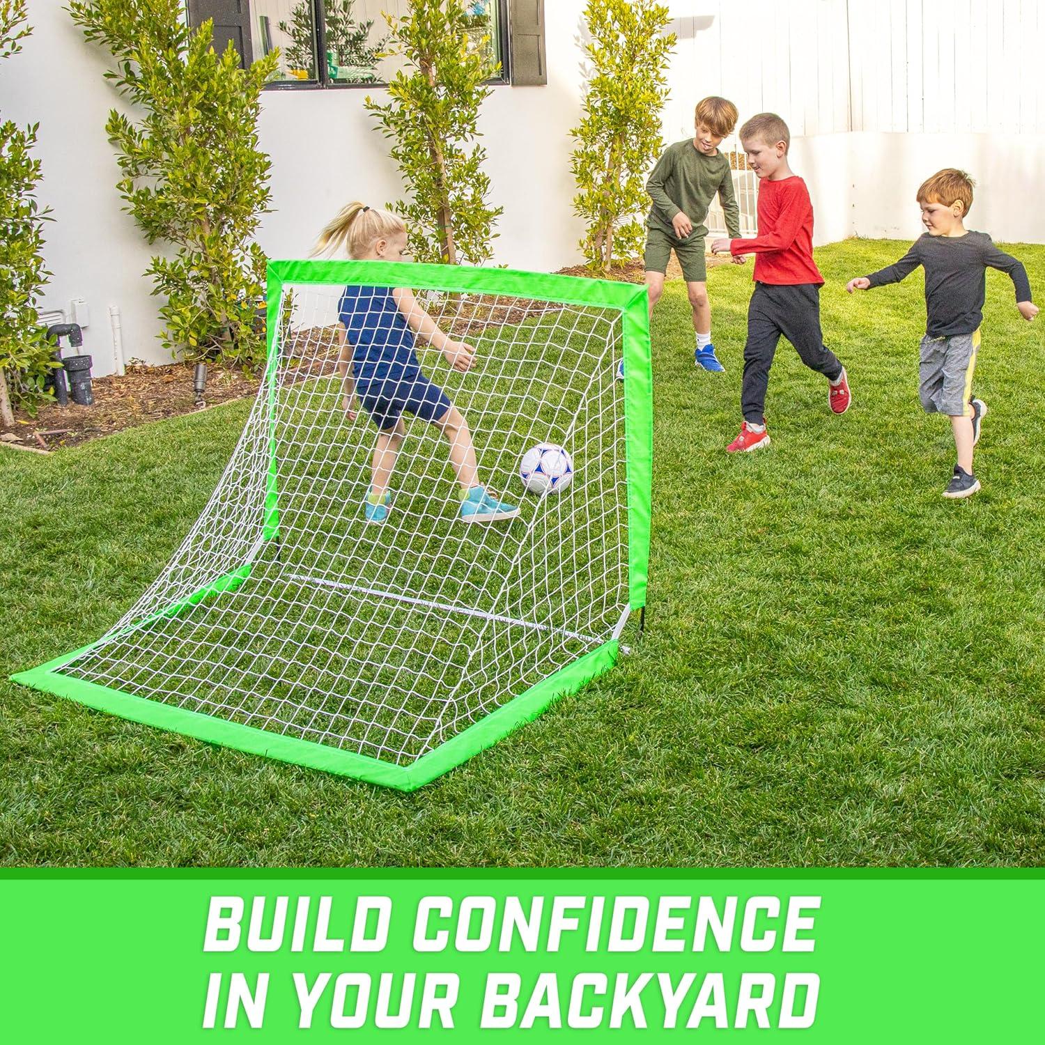 imageGoSports Portable Soccer Goals for Kids  13 Color Options  Choose 4 x 3 ft or 6 x 4 ft  Team Tone Pop Up Nets for BackyardBright Green