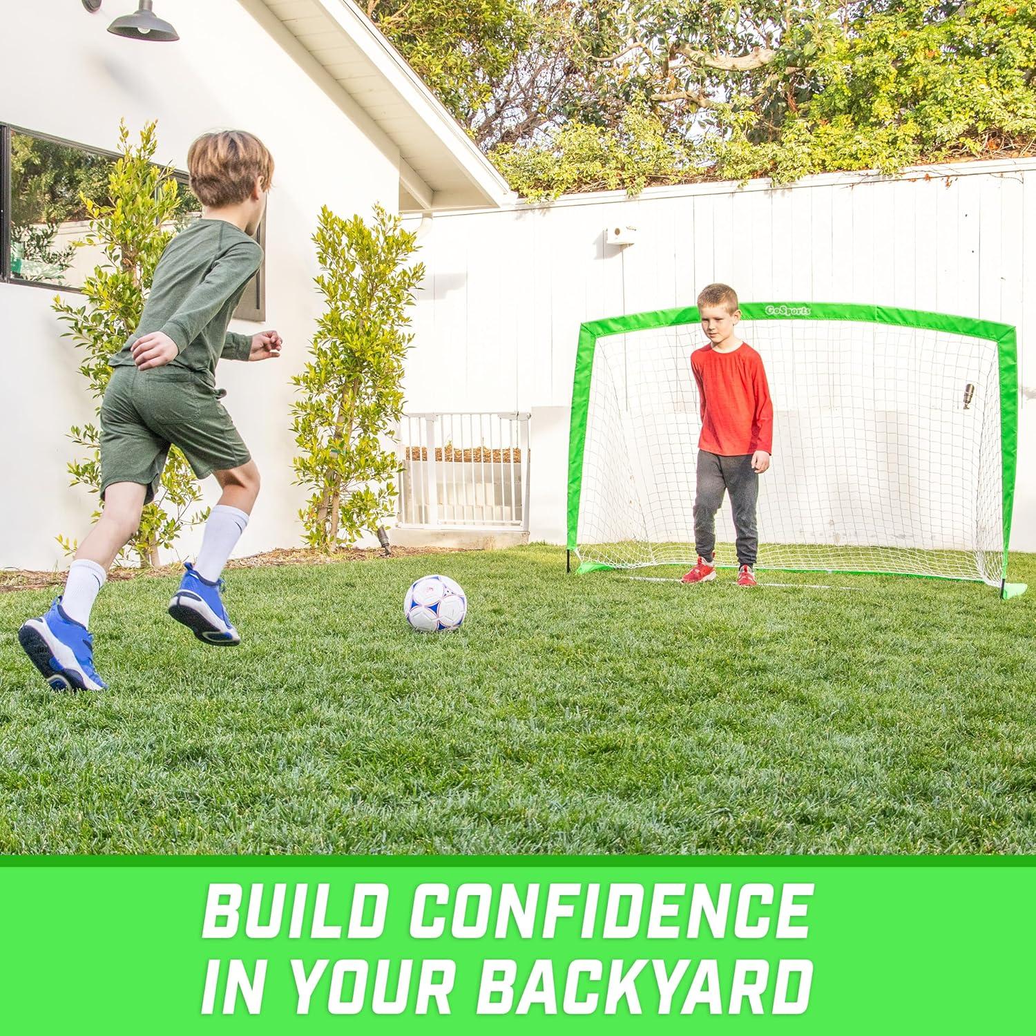 imageGoSports Portable Soccer Goals for Kids  13 Color Options  Choose 4 x 3 ft or 6 x 4 ft  Team Tone Pop Up Nets for BackyardBright Green