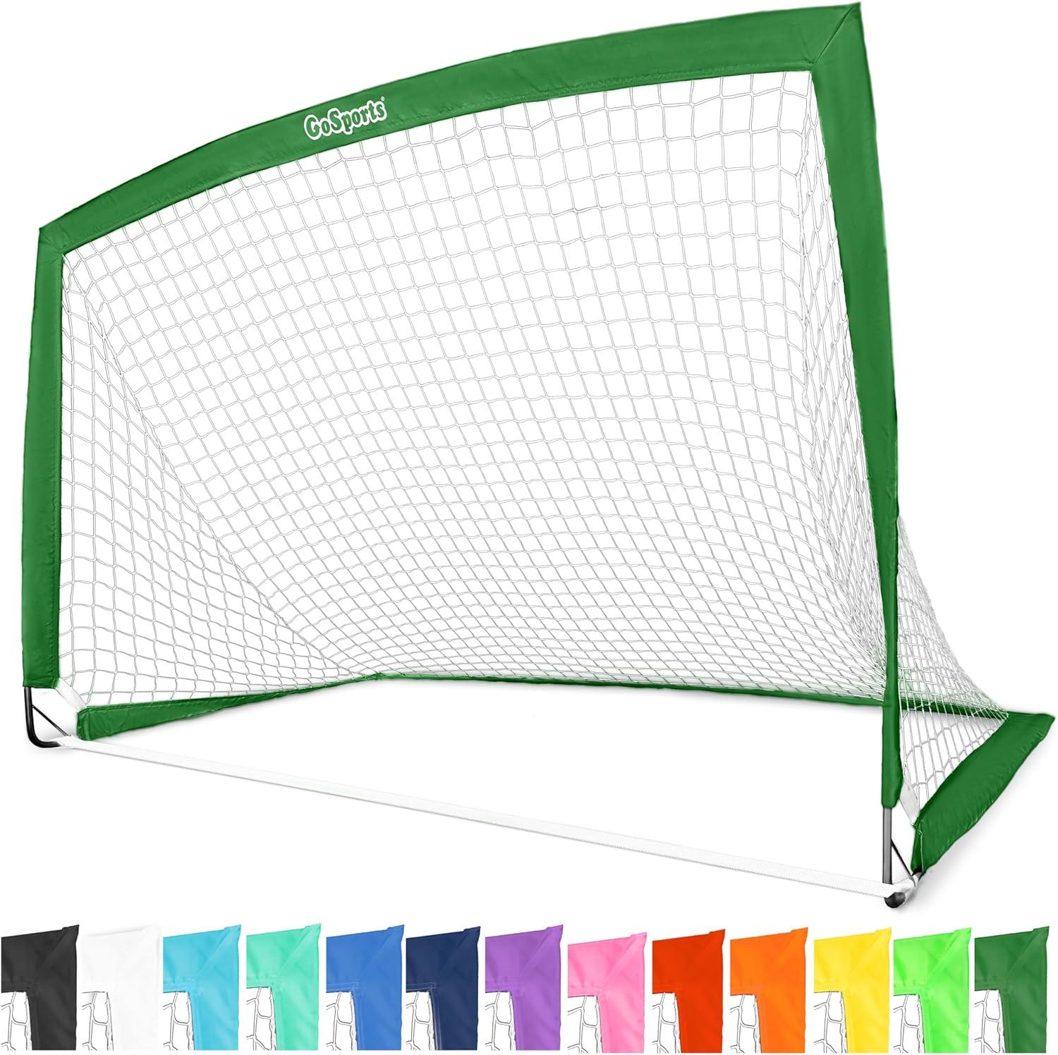 imageGoSports Portable Soccer Goals for Kids  13 Color Options  Choose 4 x 3 ft or 6 x 4 ft  Team Tone Pop Up Nets for BackyardDark Green