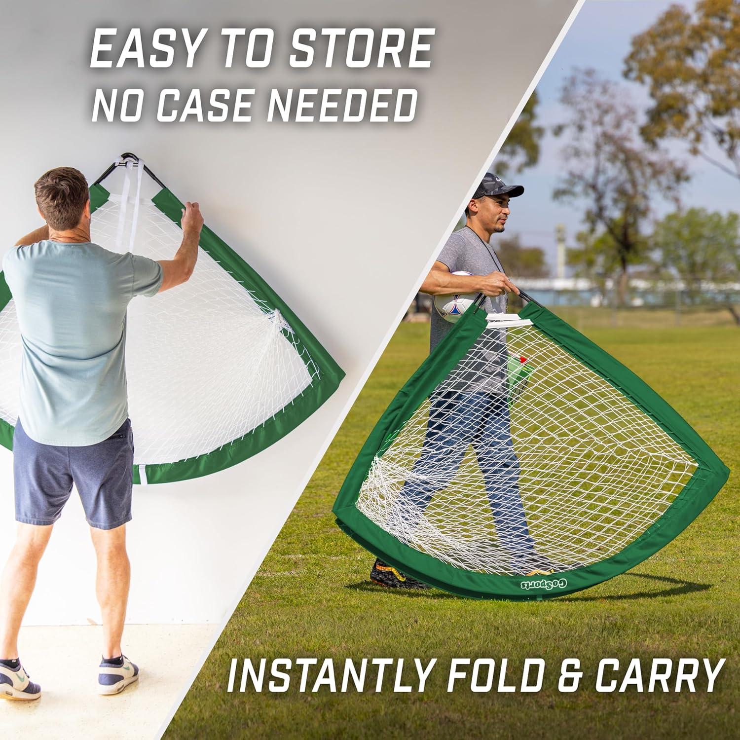 imageGoSports Portable Soccer Goals for Kids  13 Color Options  Choose 4 x 3 ft or 6 x 4 ft  Team Tone Pop Up Nets for BackyardDark Green