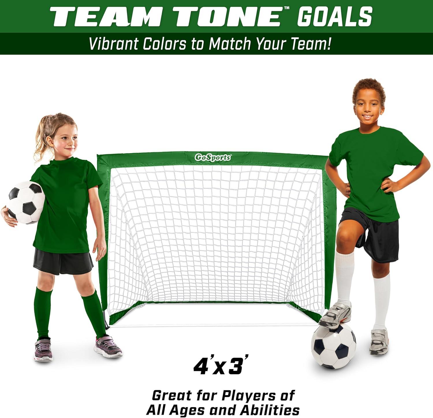 imageGoSports Portable Soccer Goals for Kids  13 Color Options  Choose 4 x 3 ft or 6 x 4 ft  Team Tone Pop Up Nets for BackyardDark Green