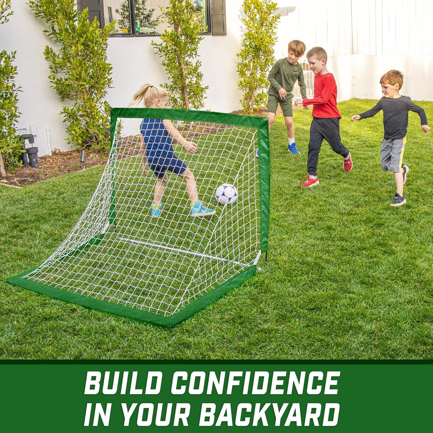 imageGoSports Portable Soccer Goals for Kids  13 Color Options  Choose 4 x 3 ft or 6 x 4 ft  Team Tone Pop Up Nets for BackyardDark Green