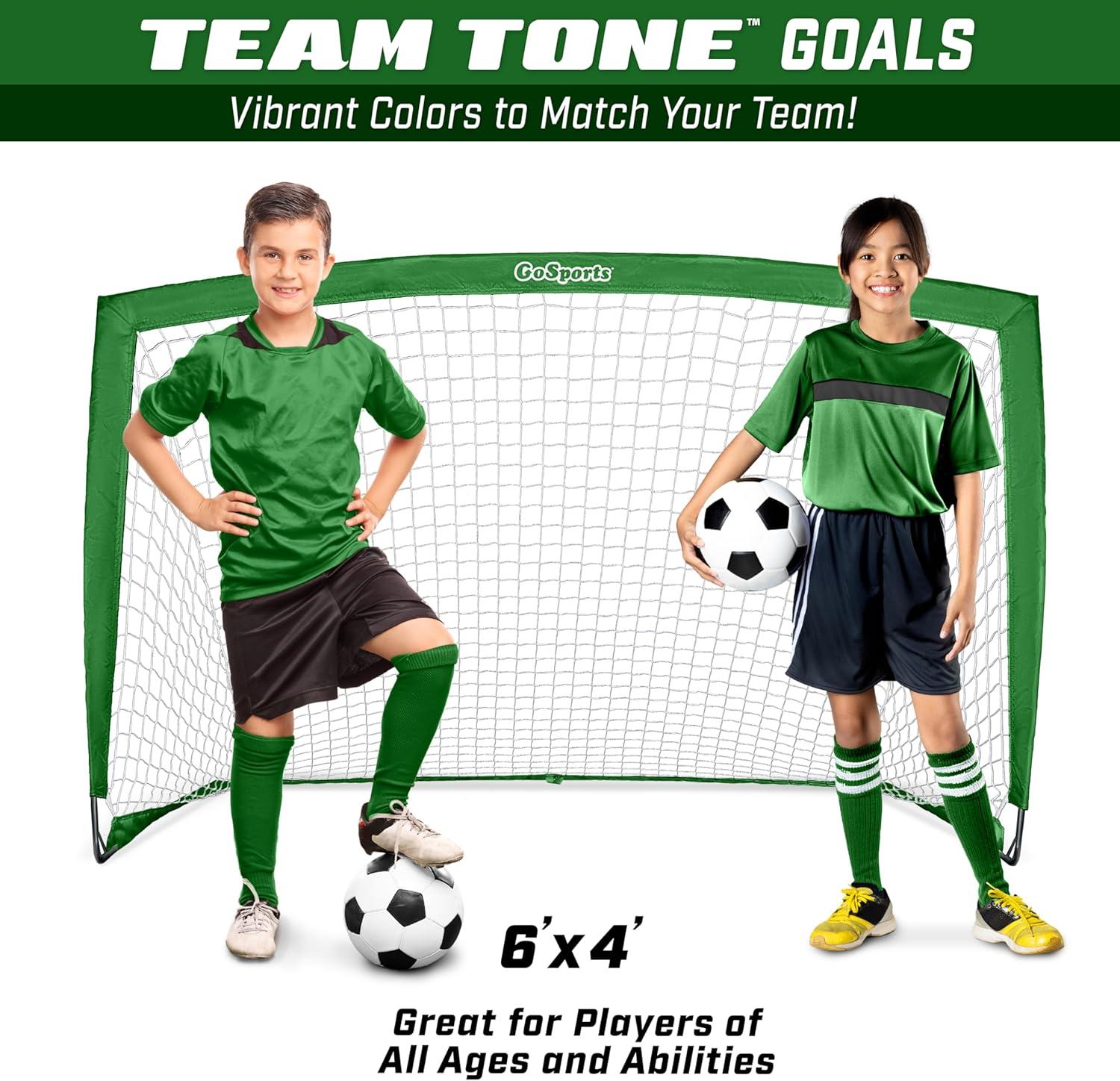 imageGoSports Portable Soccer Goals for Kids  13 Color Options  Choose 4 x 3 ft or 6 x 4 ft  Team Tone Pop Up Nets for BackyardDark Green