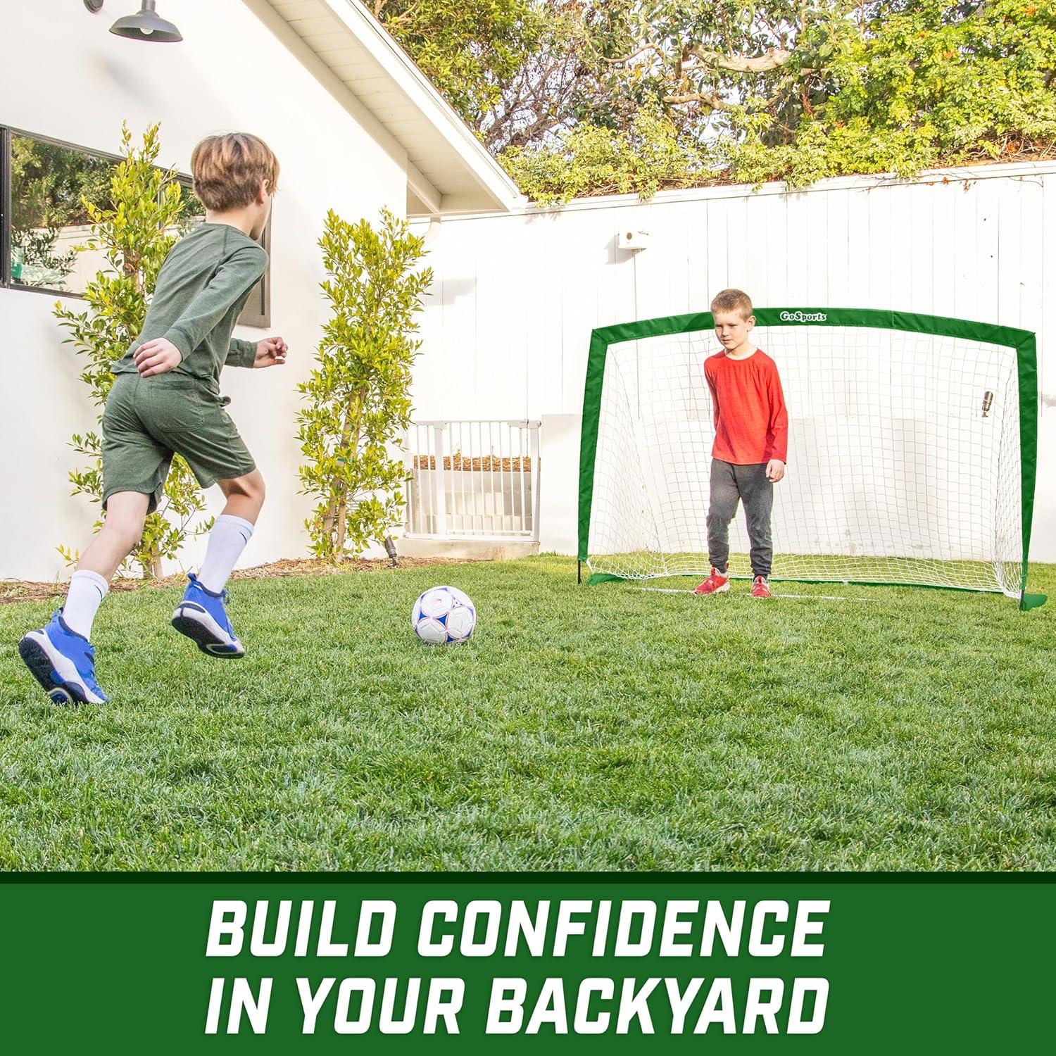 imageGoSports Portable Soccer Goals for Kids  13 Color Options  Choose 4 x 3 ft or 6 x 4 ft  Team Tone Pop Up Nets for BackyardDark Green