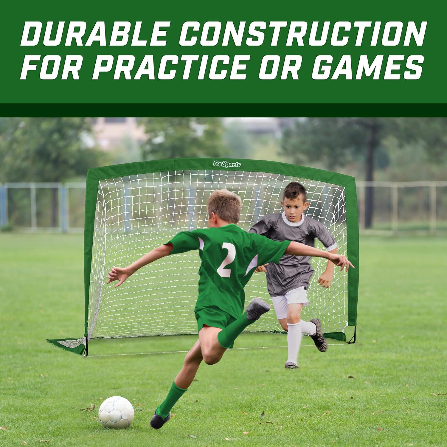 imageGoSports Portable Soccer Goals for Kids  13 Color Options  Choose 4 x 3 ft or 6 x 4 ft  Team Tone Pop Up Nets for BackyardDark Green