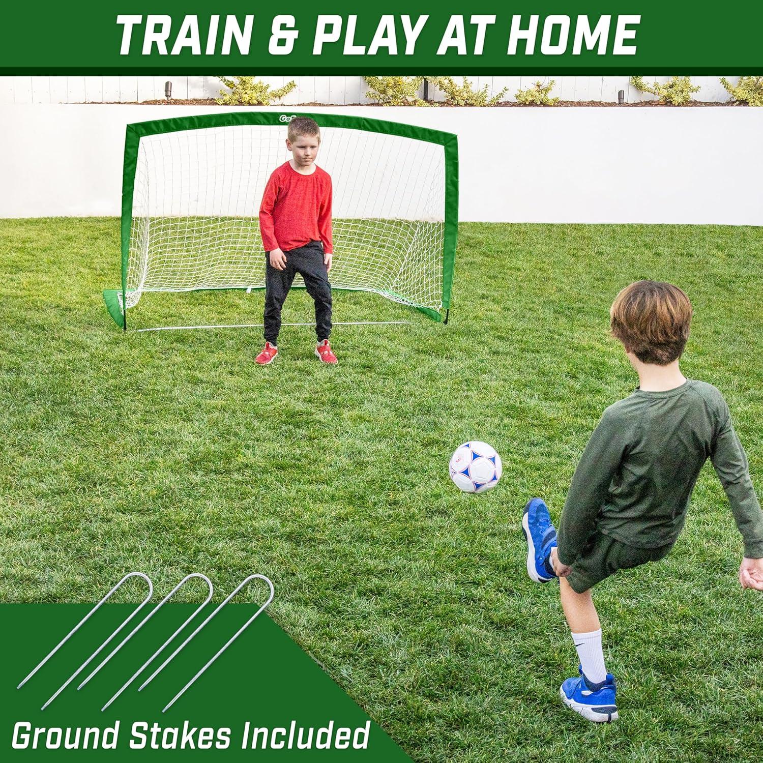imageGoSports Portable Soccer Goals for Kids  13 Color Options  Choose 4 x 3 ft or 6 x 4 ft  Team Tone Pop Up Nets for BackyardDark Green