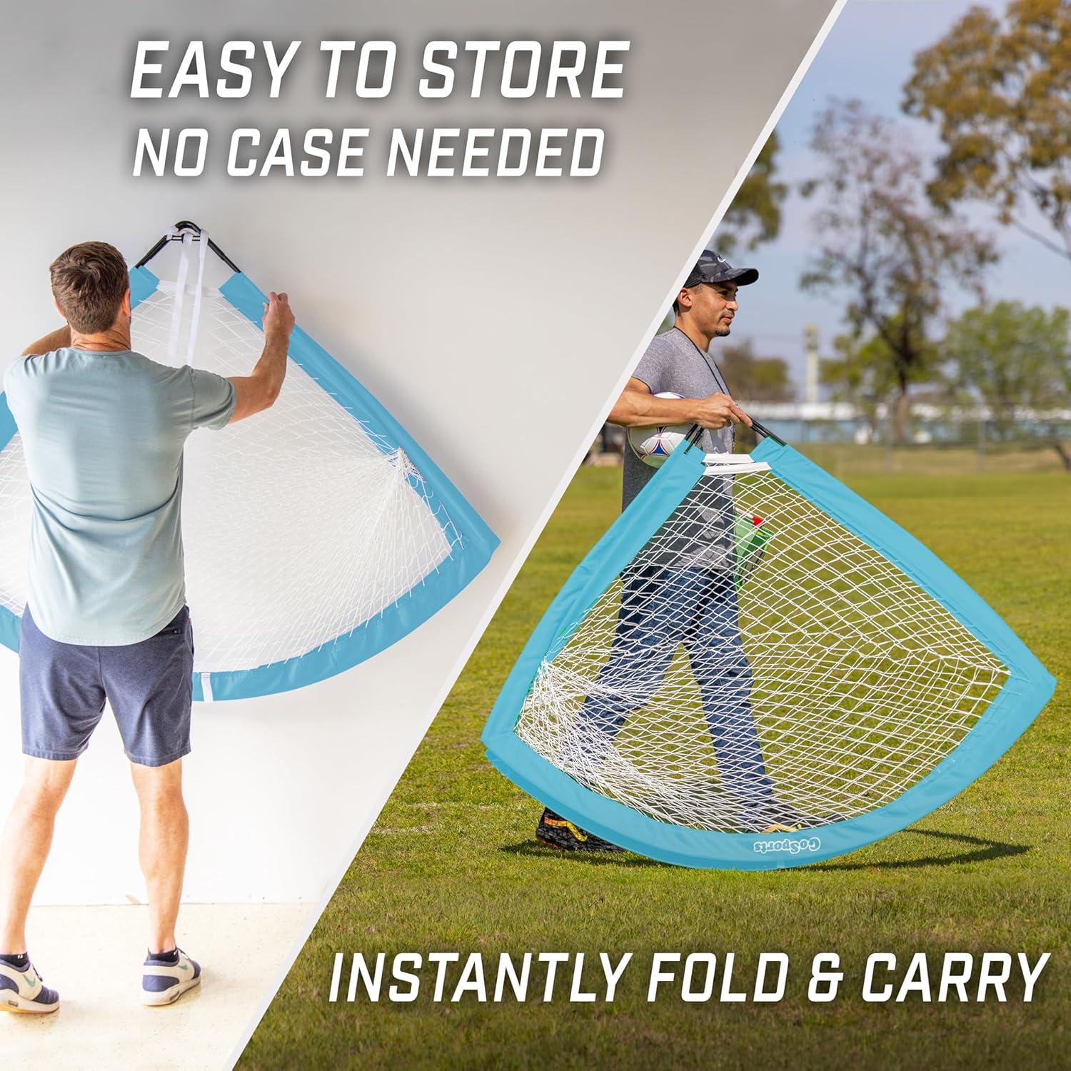 imageGoSports Portable Soccer Goals for Kids  13 Color Options  Choose 4 x 3 ft or 6 x 4 ft  Team Tone Pop Up Nets for BackyardLight Blue